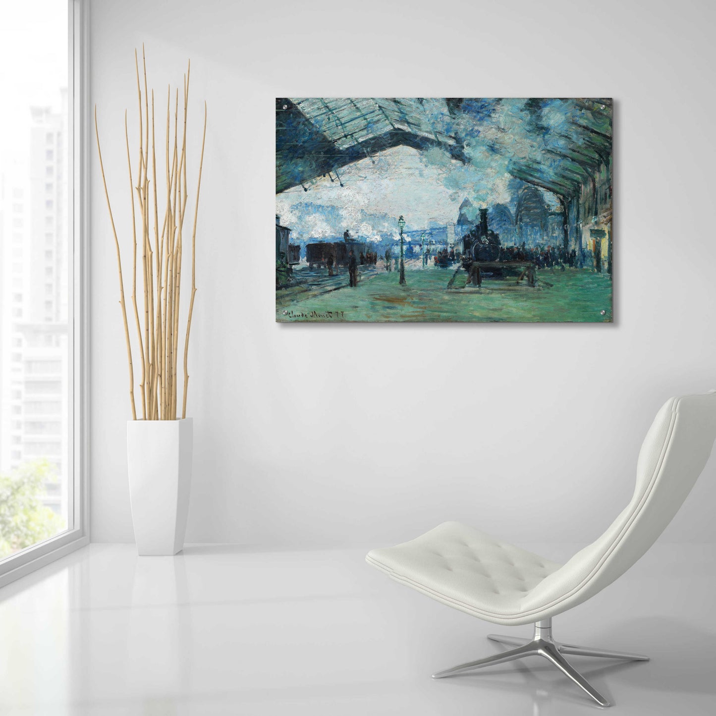 Epic Art 'Ariival Of The Normandy Train' by Claude Monet, Acrylic Glass Wall Art,36x24