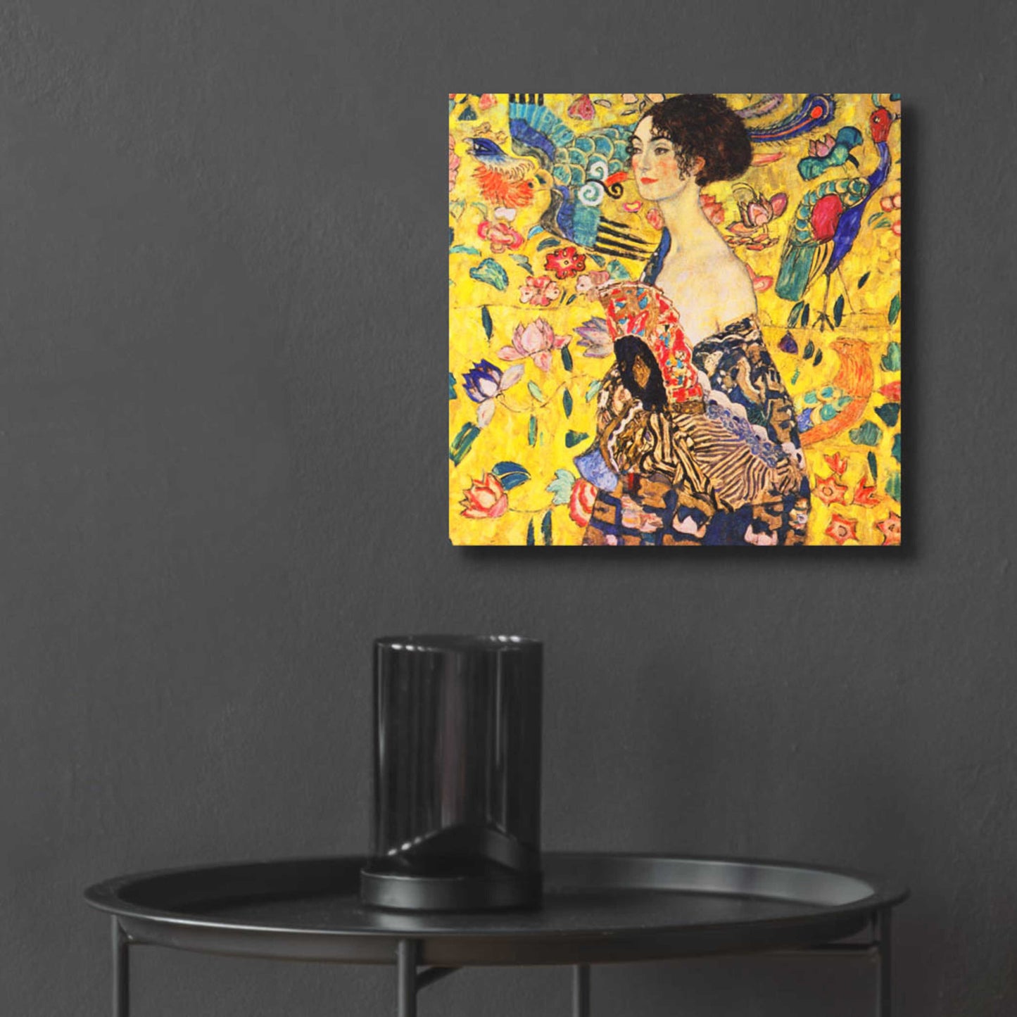 Epic Art 'Woman with Fan' by Gustav Klimt, Acrylic Glass Wall Art,12x12