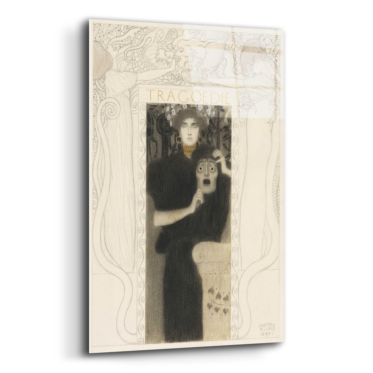 Epic Art 'Tragodie' by Gustav Klimt, Acrylic Glass Wall Art,12x16