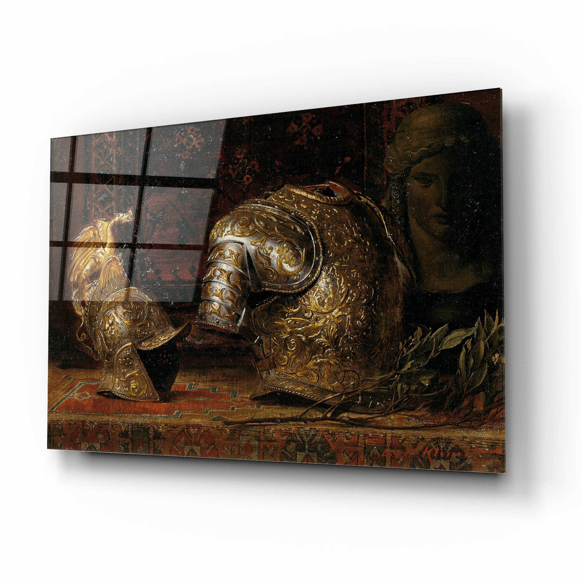 Epic Art 'Still Life with Armor' by Gustav Klimt, Acrylic Glass Wall Art,16x12