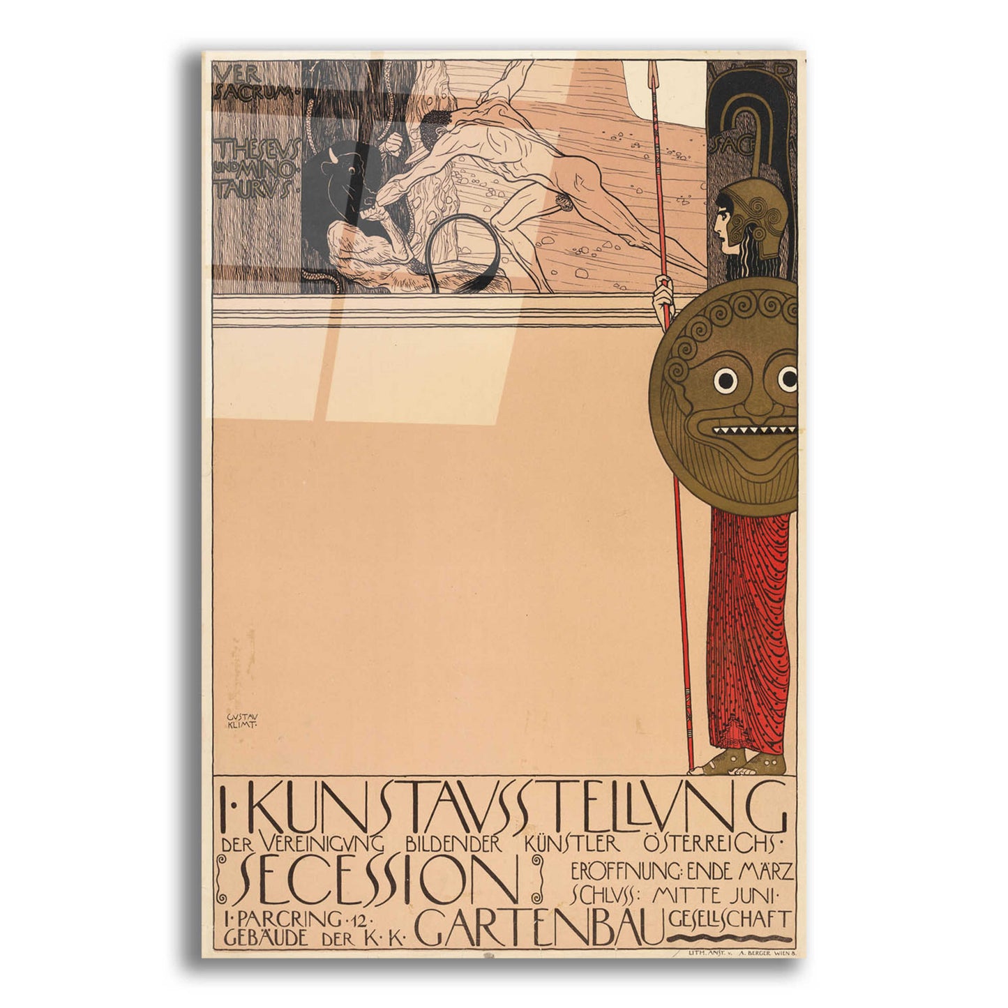 Epic Art 'Plakat der 1. Ausstellung der Secession' by Gustav Klimt, Acrylic Glass Wall Art,12x16