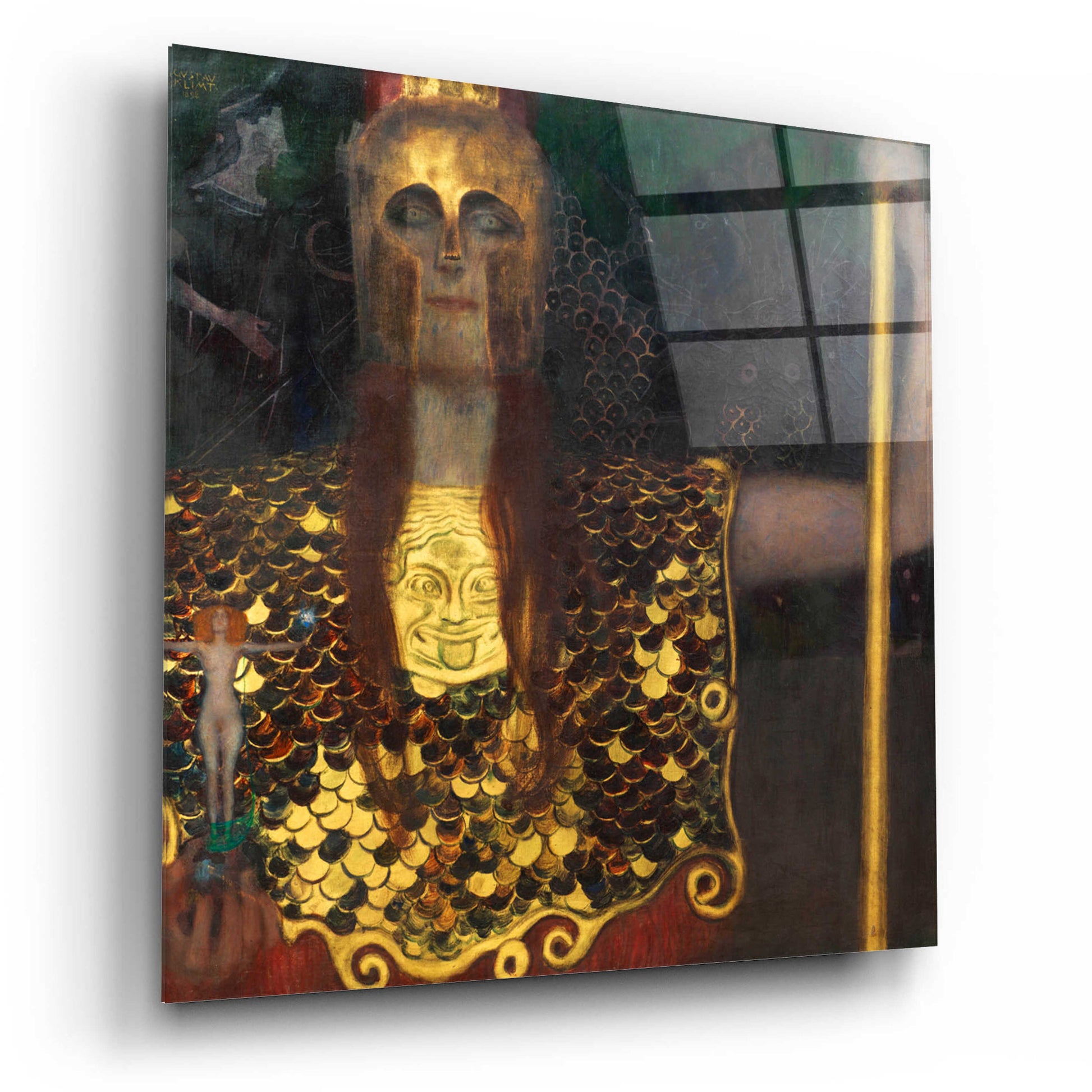 Epic Art 'Pallas Athene' by Gustav Klimt, Acrylic Glass Wall Art,12x12