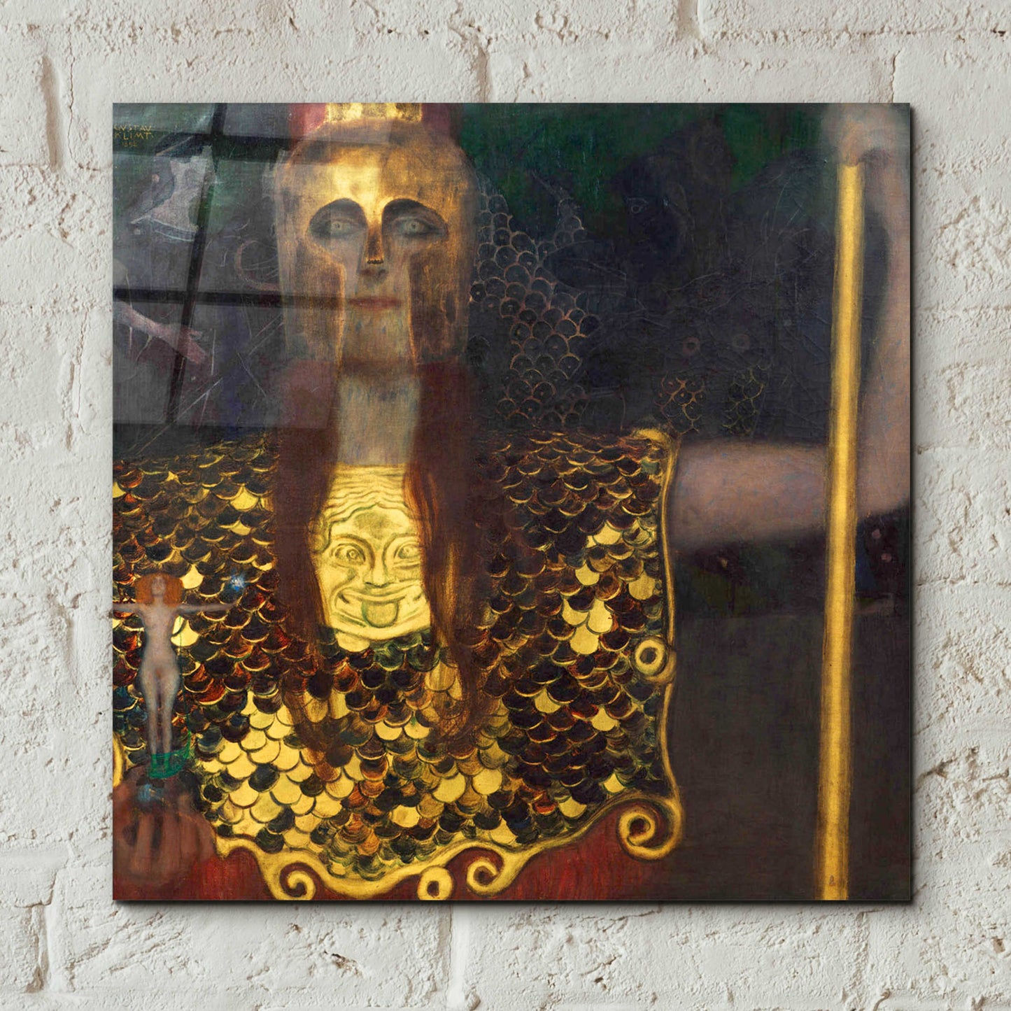 Epic Art 'Pallas Athene' by Gustav Klimt, Acrylic Glass Wall Art,12x12