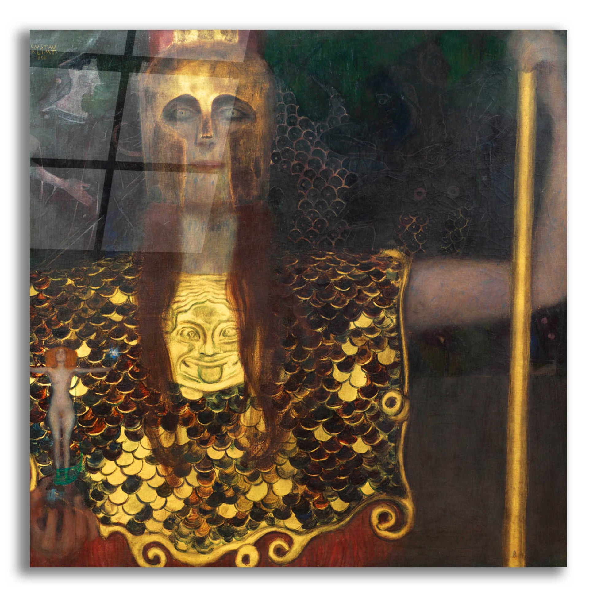 Epic Art 'Pallas Athene' by Gustav Klimt, Acrylic Glass Wall Art,12x12