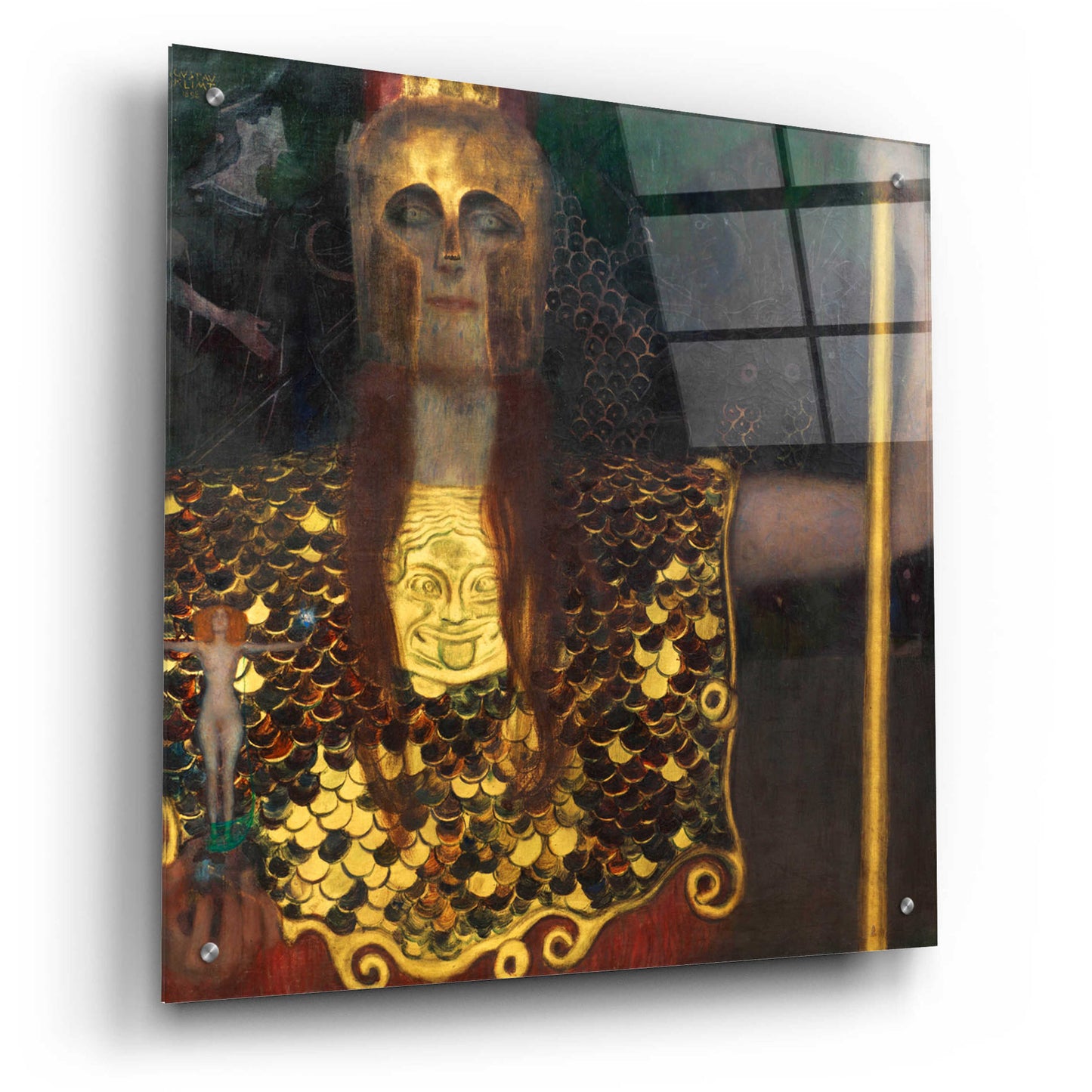 Epic Art 'Pallas Athene' by Gustav Klimt, Acrylic Glass Wall Art,24x24