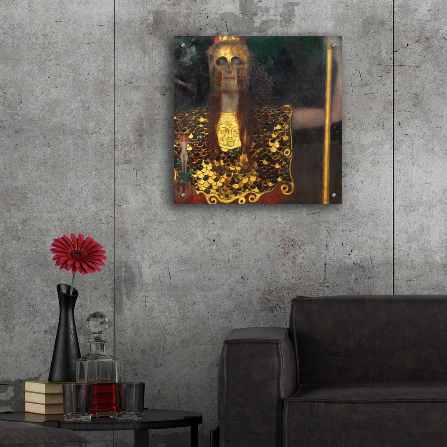 Epic Art 'Pallas Athene' by Gustav Klimt, Acrylic Glass Wall Art,24x24