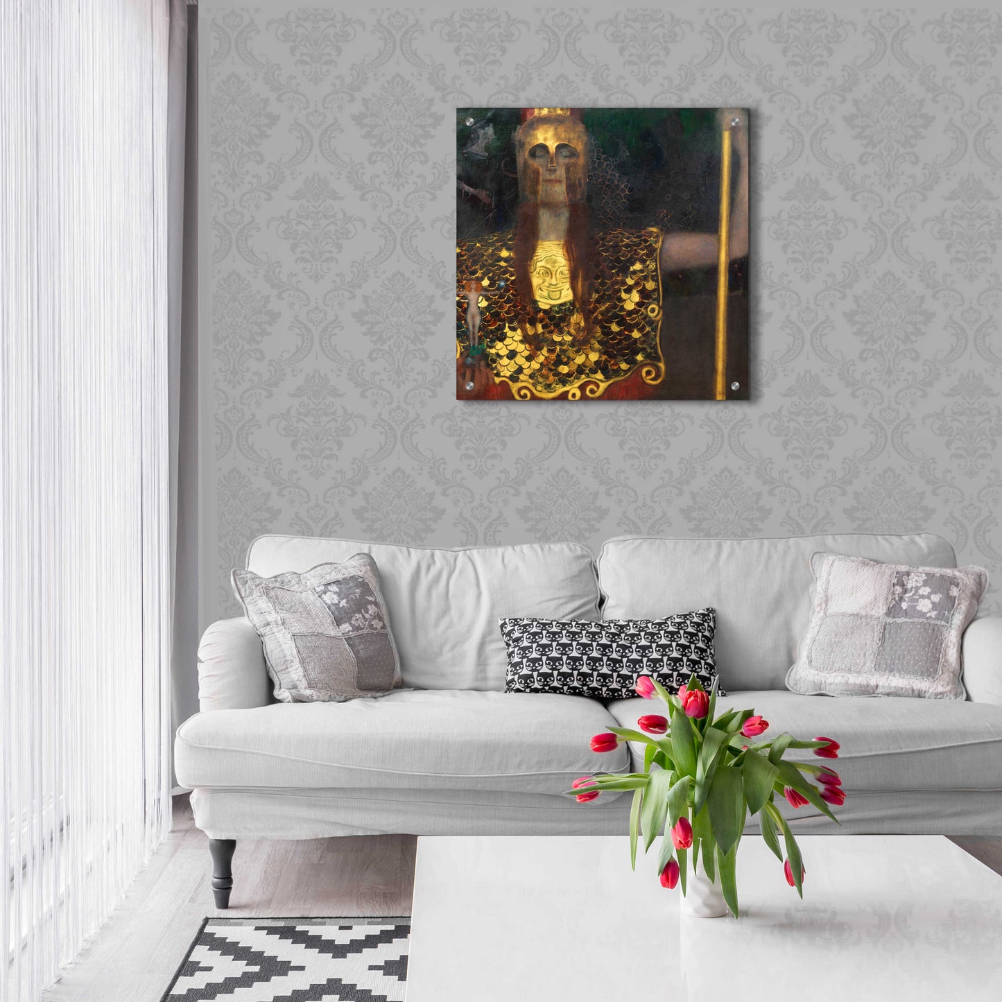 Epic Art 'Pallas Athene' by Gustav Klimt, Acrylic Glass Wall Art,24x24