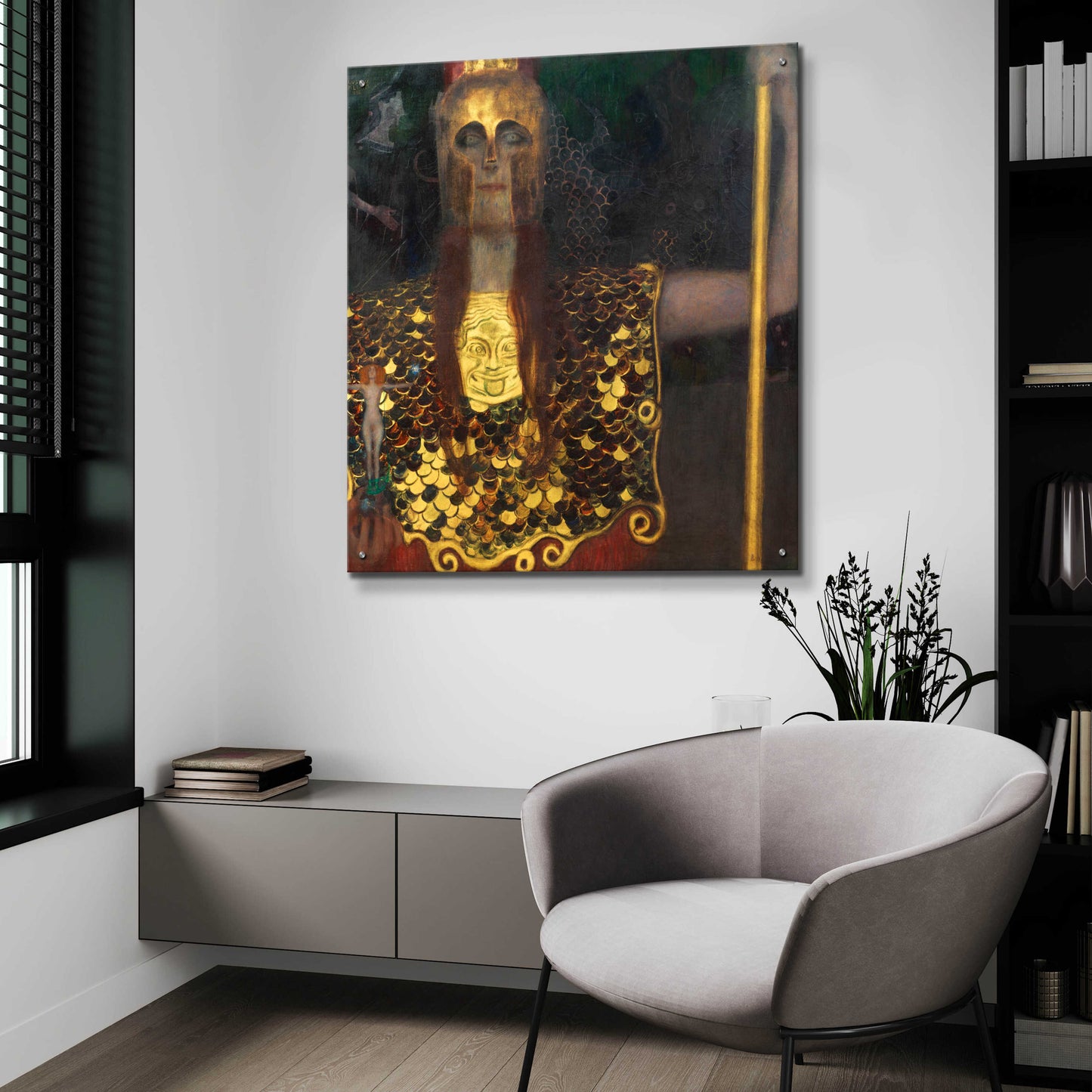 Epic Art 'Pallas Athene' by Gustav Klimt, Acrylic Glass Wall Art,36x36