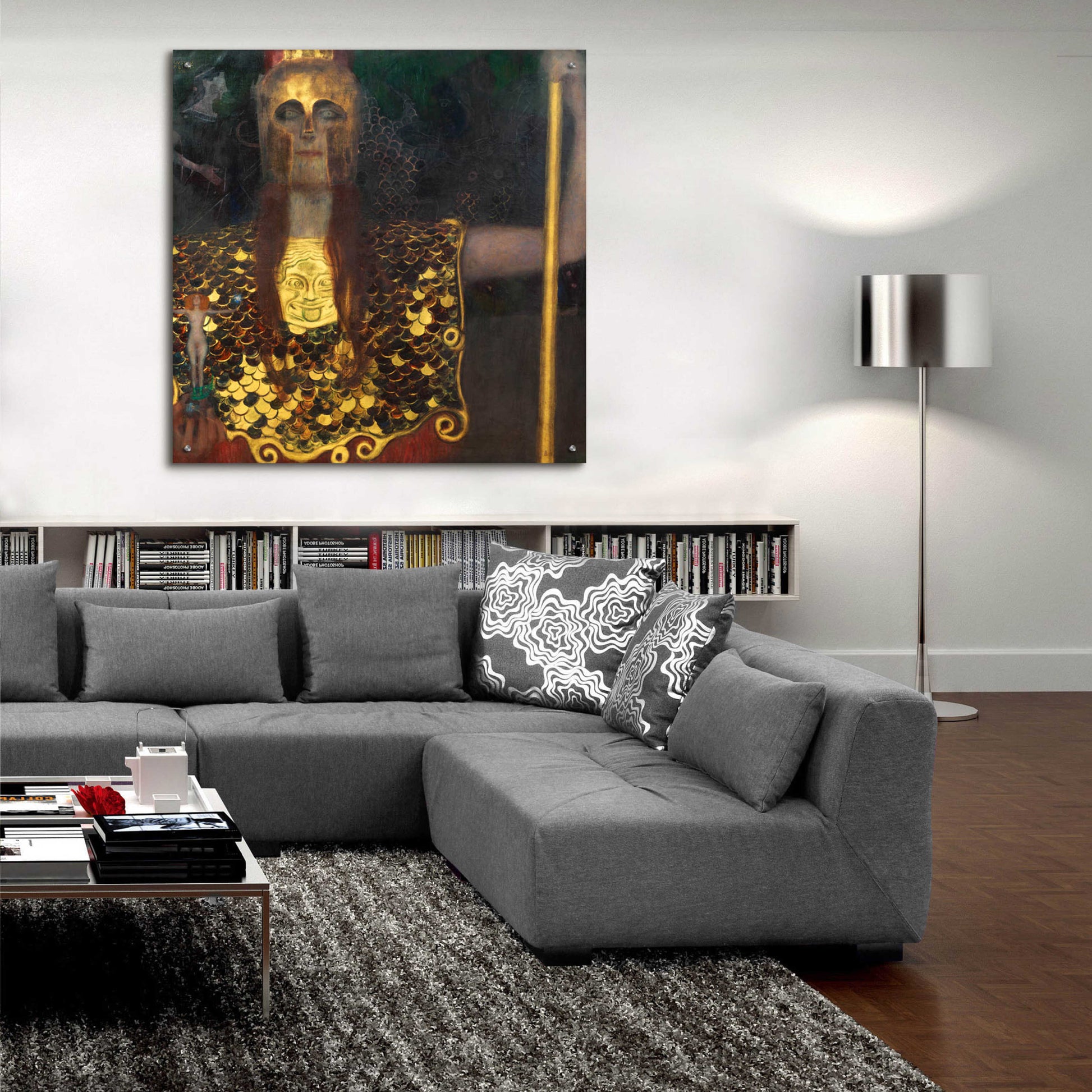 Epic Art 'Pallas Athene' by Gustav Klimt, Acrylic Glass Wall Art,36x36