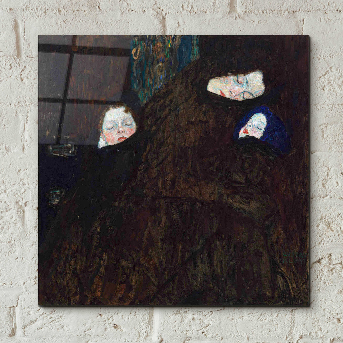Epic Art 'Mother with Two Children' by Gustav Klimt, Acrylic Glass Wall Art,12x12