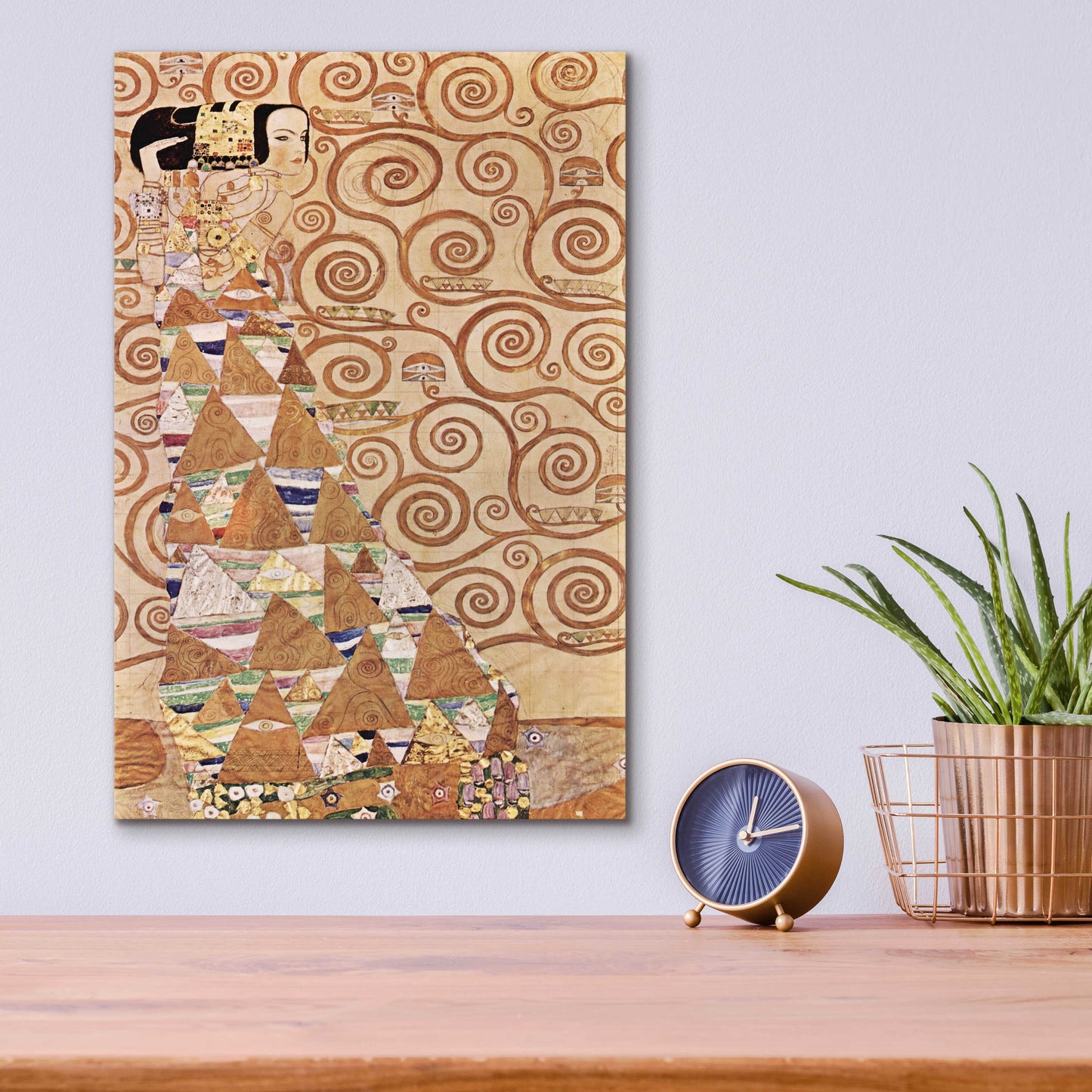 Epic Art 'Expectation' by Gustav Klimt, Acrylic Glass Wall Art,12x16