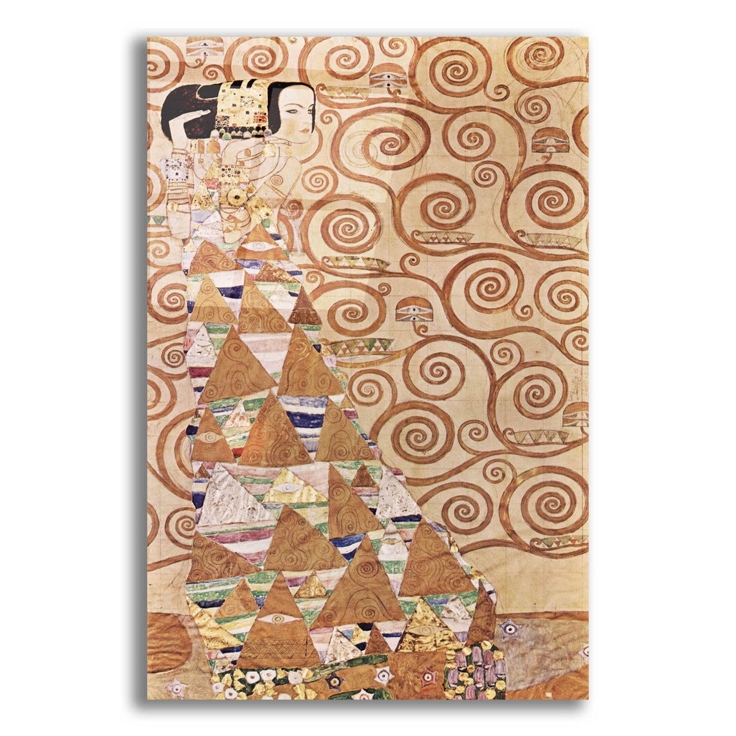 Epic Art 'Expectation' by Gustav Klimt, Acrylic Glass Wall Art,12x16