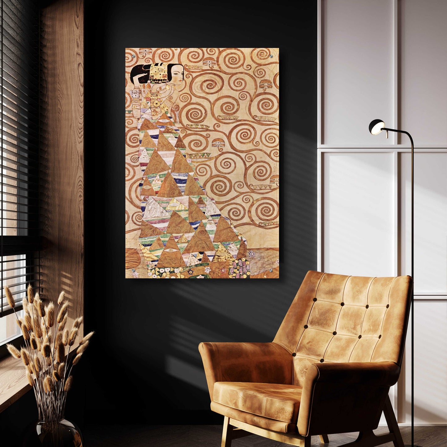 Epic Art 'Expectation' by Gustav Klimt, Acrylic Glass Wall Art,24x36