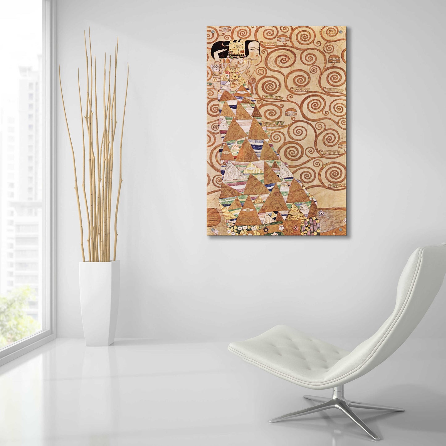 Epic Art 'Expectation' by Gustav Klimt, Acrylic Glass Wall Art,24x36