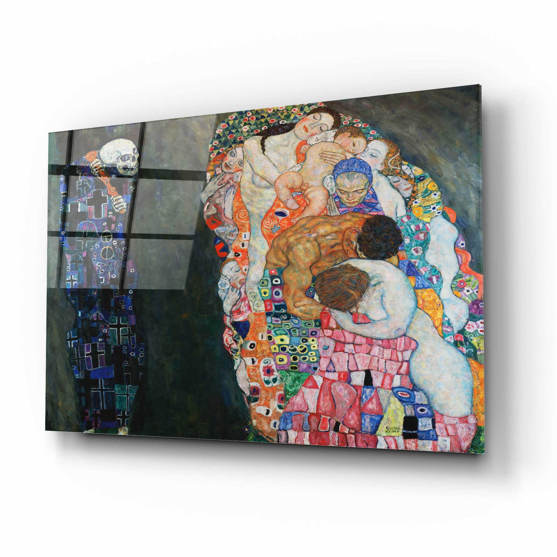 Epic Art 'Death and Life' by Gustav Klimt, Acrylic Glass Wall Art,16x12