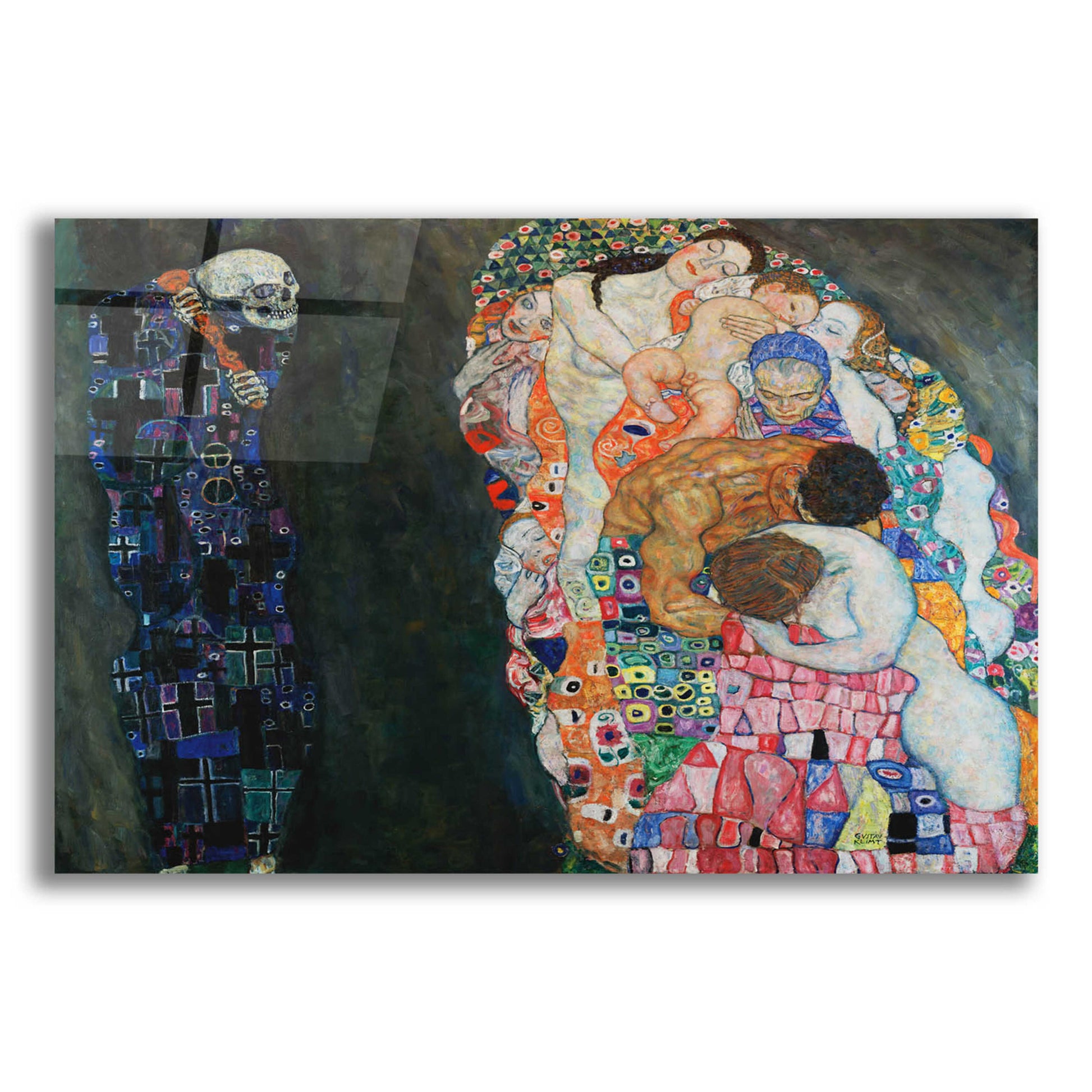 Epic Art 'Death and Life' by Gustav Klimt, Acrylic Glass Wall Art,16x12