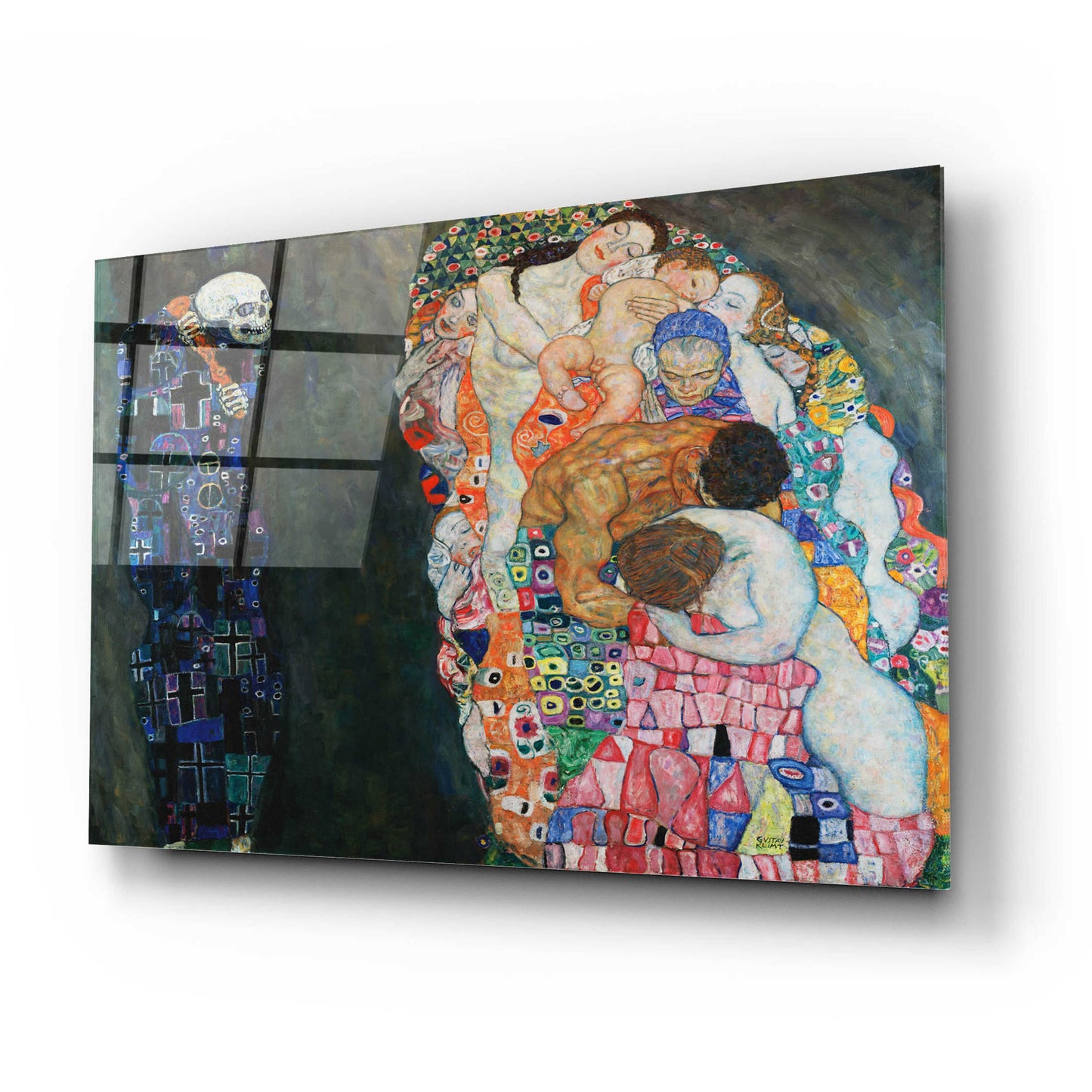 Epic Art 'Death and Life' by Gustav Klimt, Acrylic Glass Wall Art,24x16