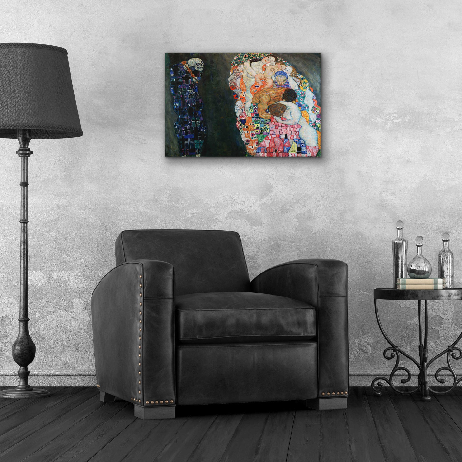 Epic Art 'Death and Life' by Gustav Klimt, Acrylic Glass Wall Art,24x16