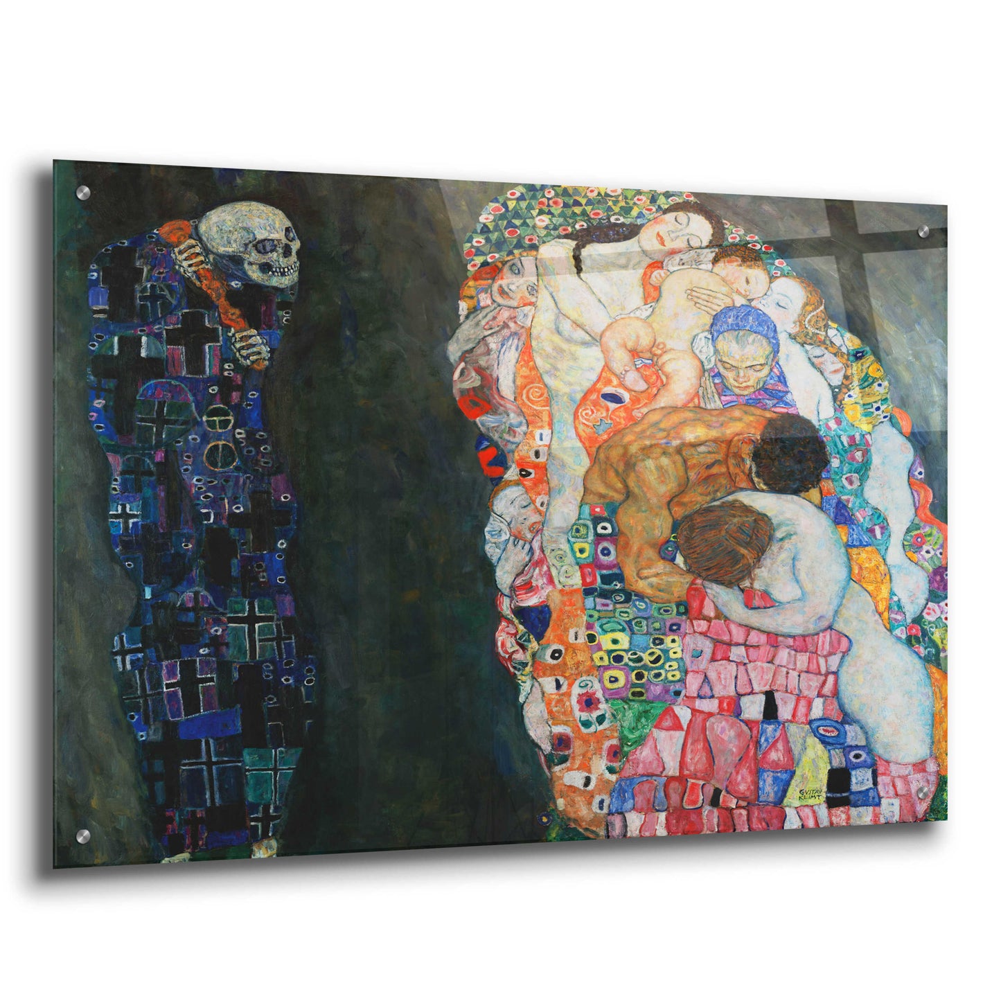 Epic Art 'Death and Life' by Gustav Klimt, Acrylic Glass Wall Art,36x24