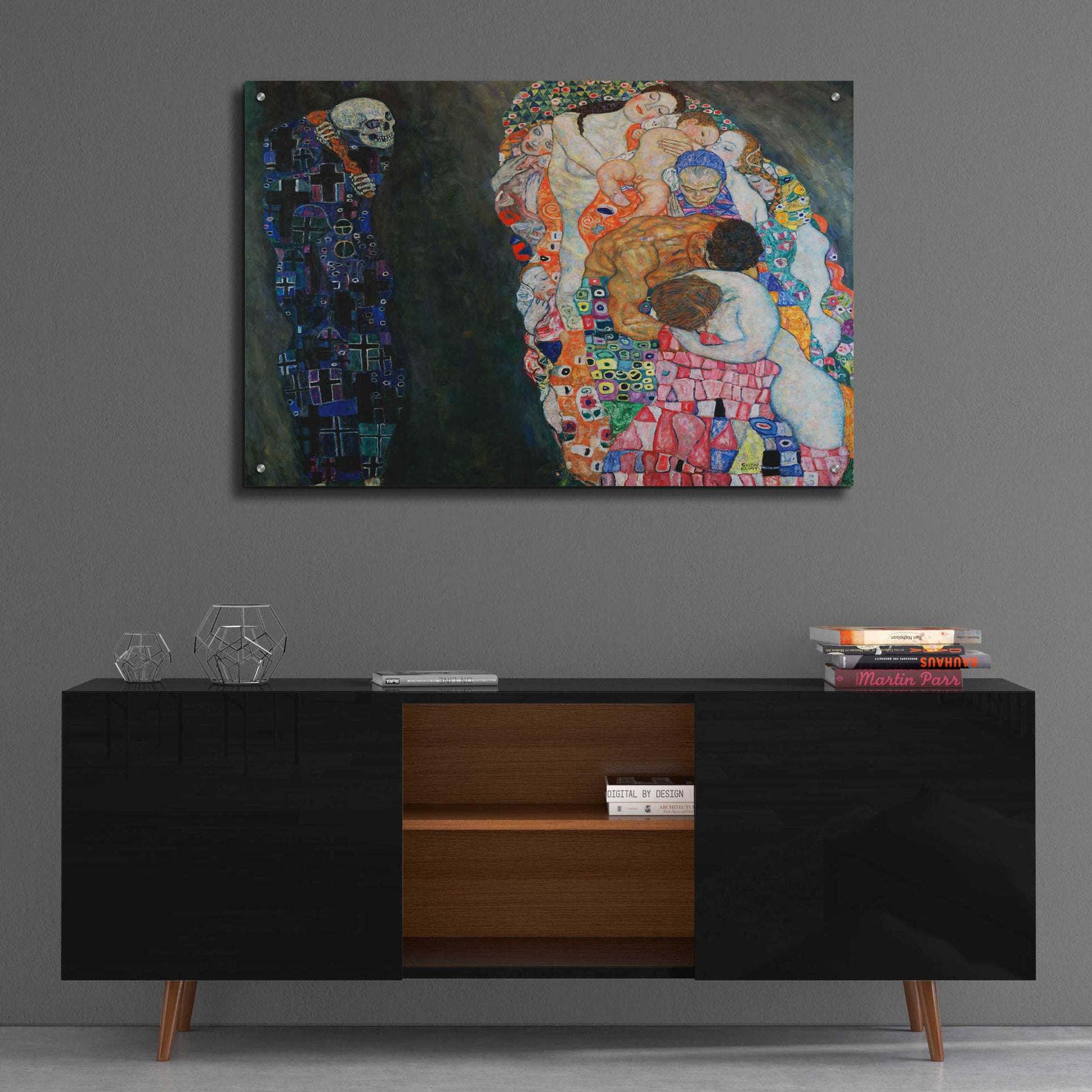 Epic Art 'Death and Life' by Gustav Klimt, Acrylic Glass Wall Art,36x24