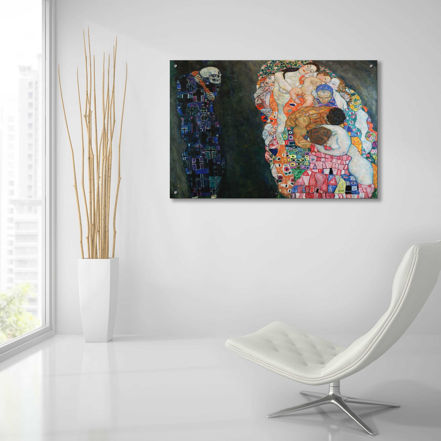 Epic Art 'Death and Life' by Gustav Klimt, Acrylic Glass Wall Art,36x24