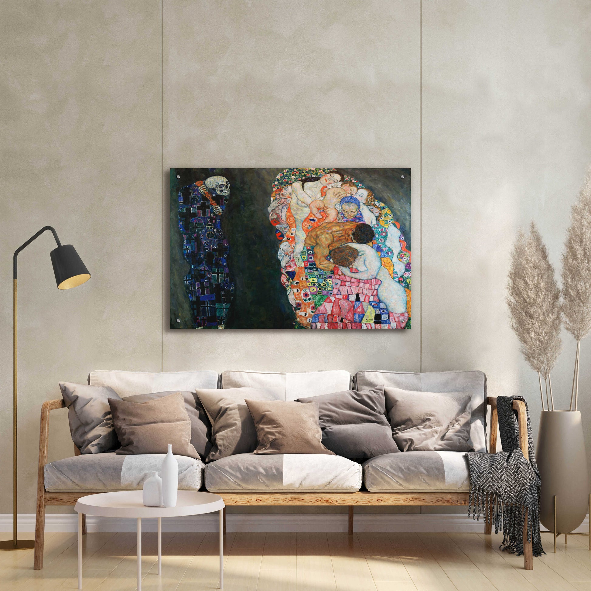 Epic Art 'Death and Life' by Gustav Klimt, Acrylic Glass Wall Art,36x24