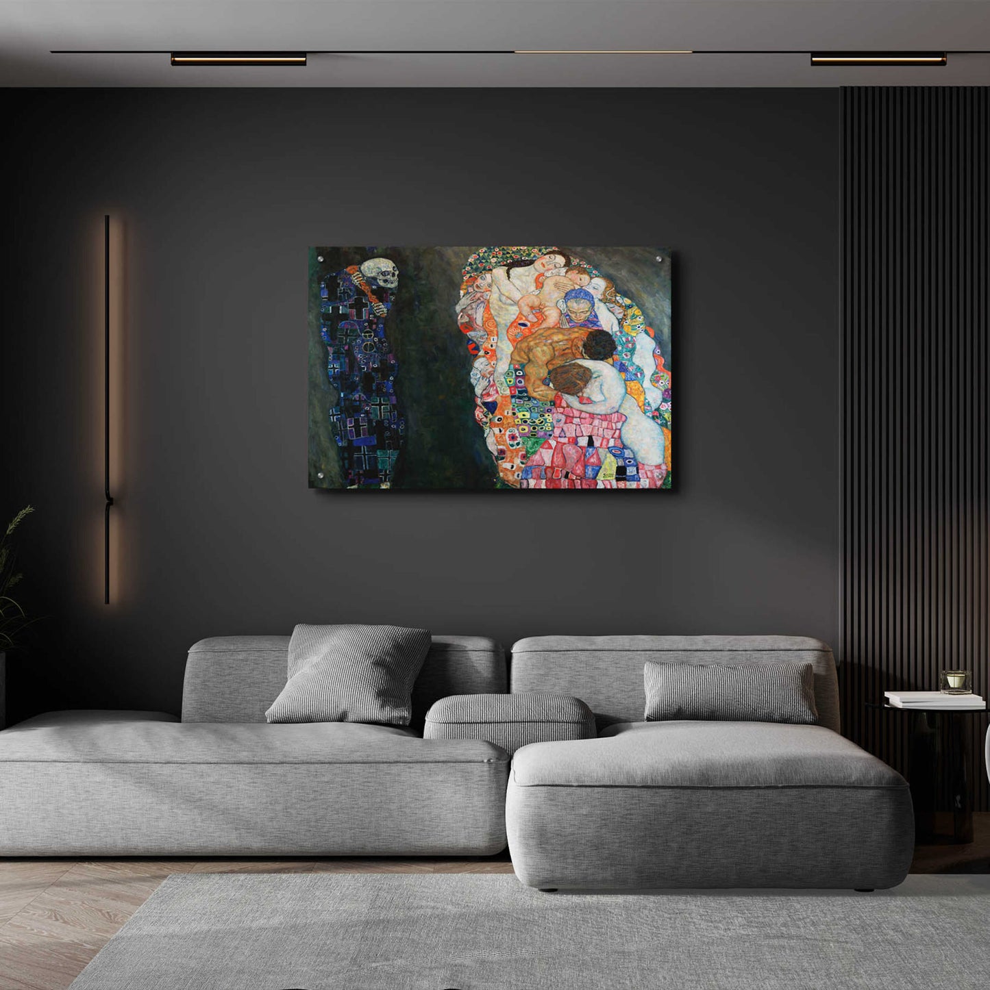 Epic Art 'Death and Life' by Gustav Klimt, Acrylic Glass Wall Art,36x24