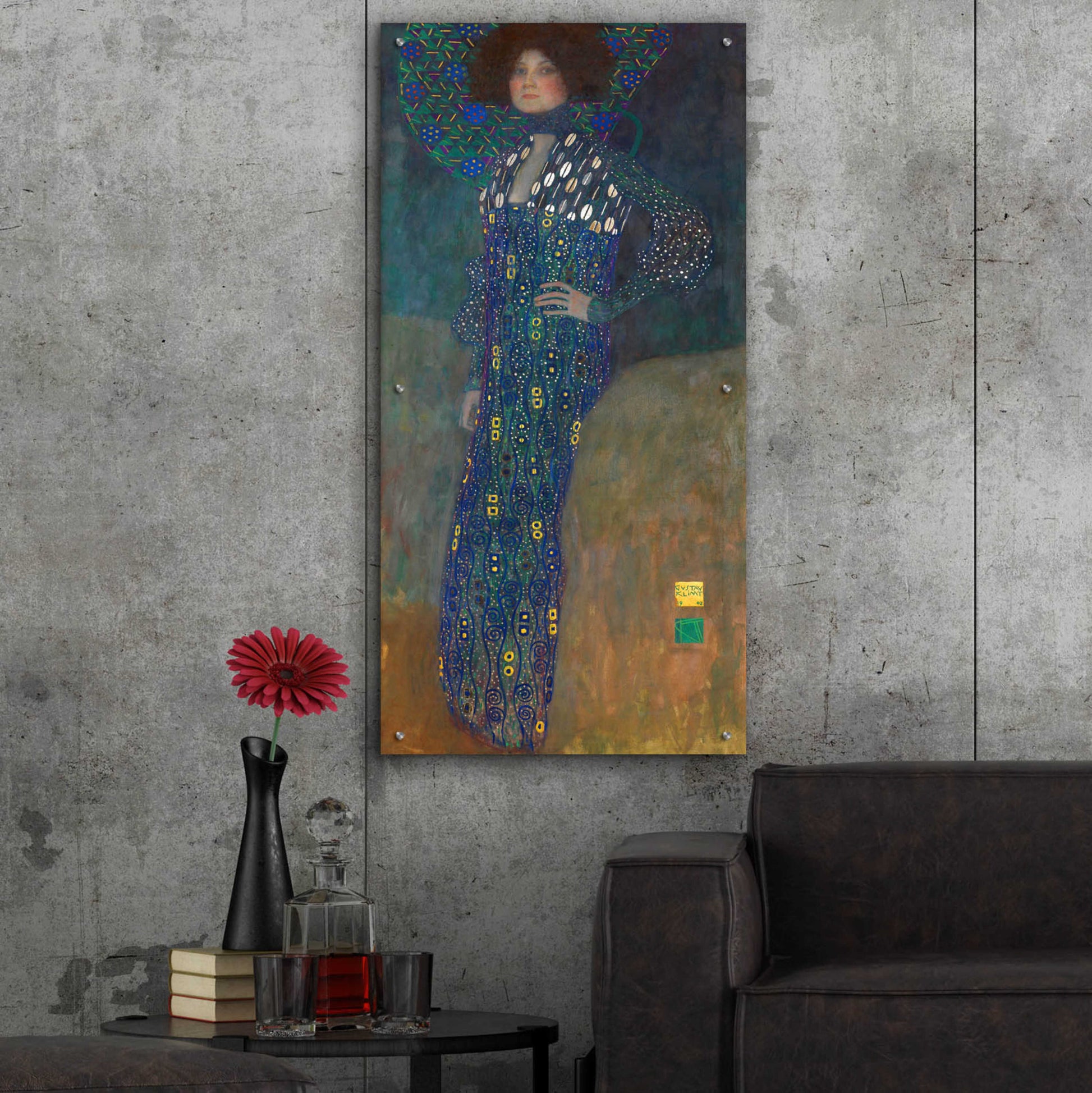 Epic Art 'Bildnis Emilie Floge' by Gustav Klimt, Acrylic Glass Wall Art,24x48