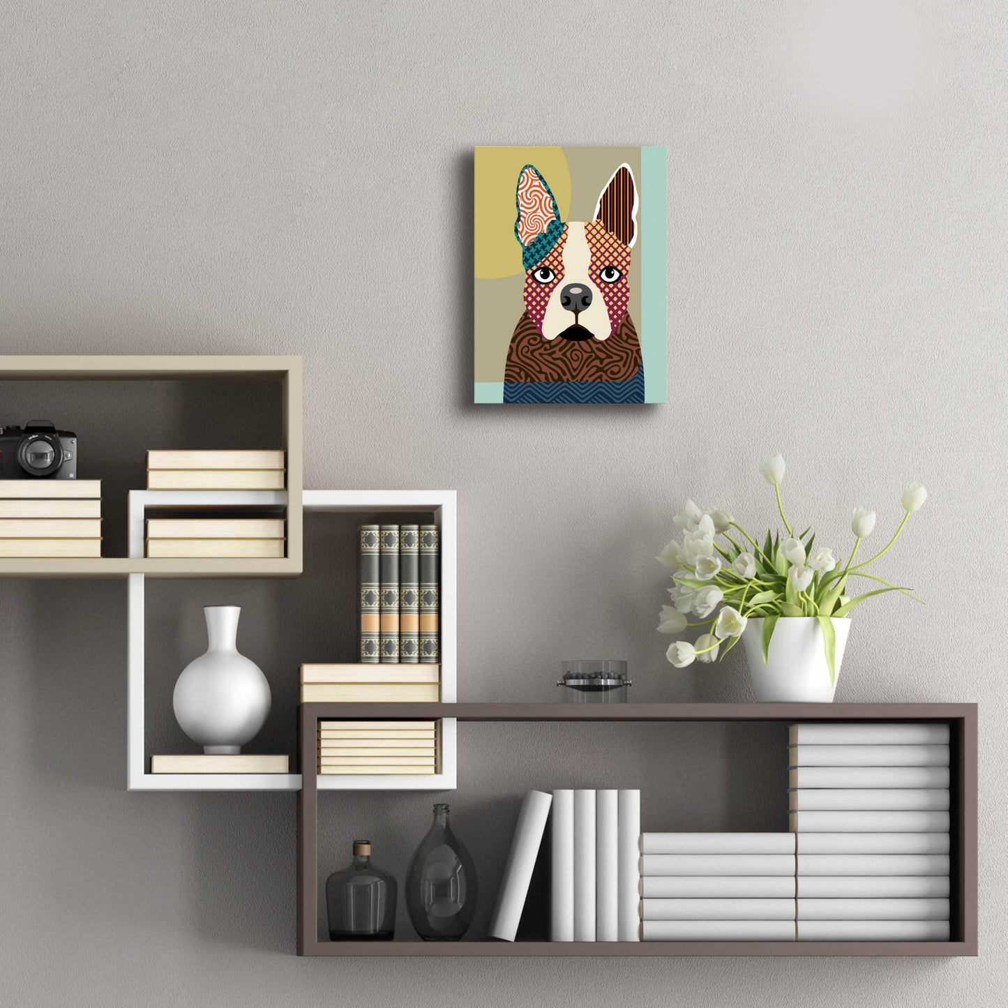 Epic Art 'Boston Terrier' by Lanre Adefioyue, Acrylic Glass Wall Art,12x16