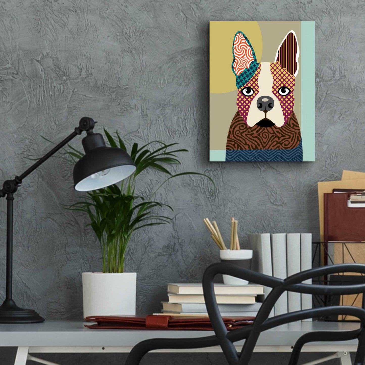 Epic Art 'Boston Terrier' by Lanre Adefioyue, Acrylic Glass Wall Art,12x16