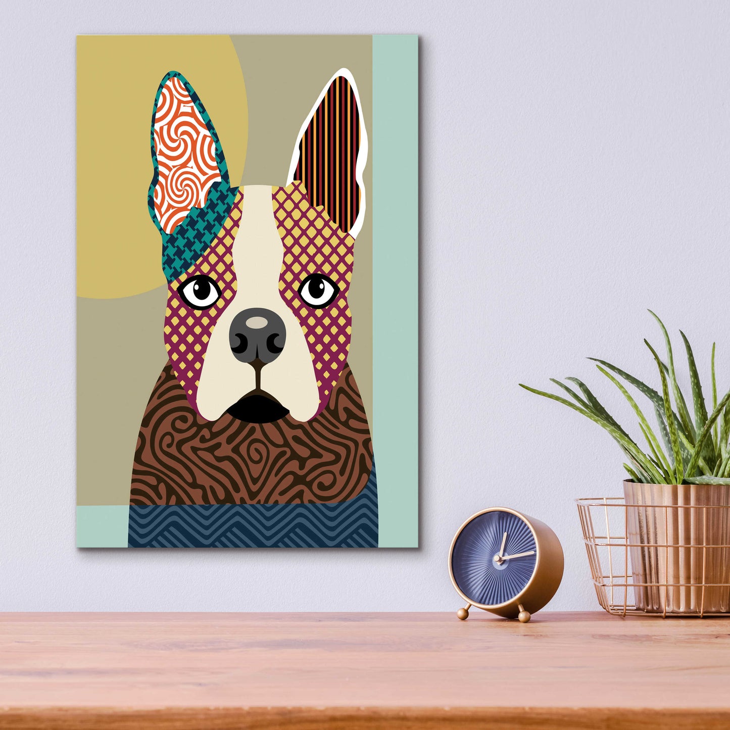 Epic Art 'Boston Terrier' by Lanre Adefioyue, Acrylic Glass Wall Art,12x16