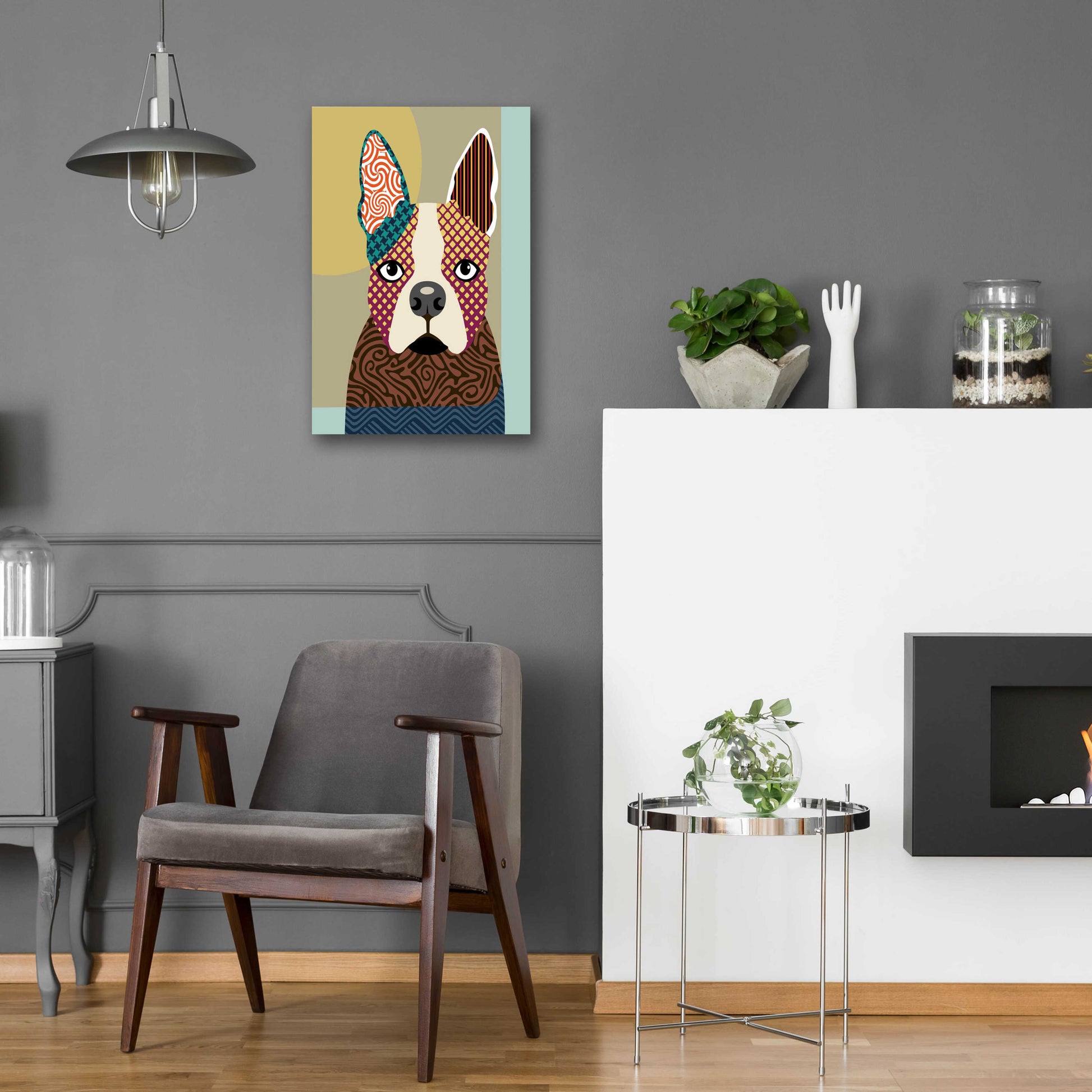 Epic Art 'Boston Terrier' by Lanre Adefioyue, Acrylic Glass Wall Art,16x24