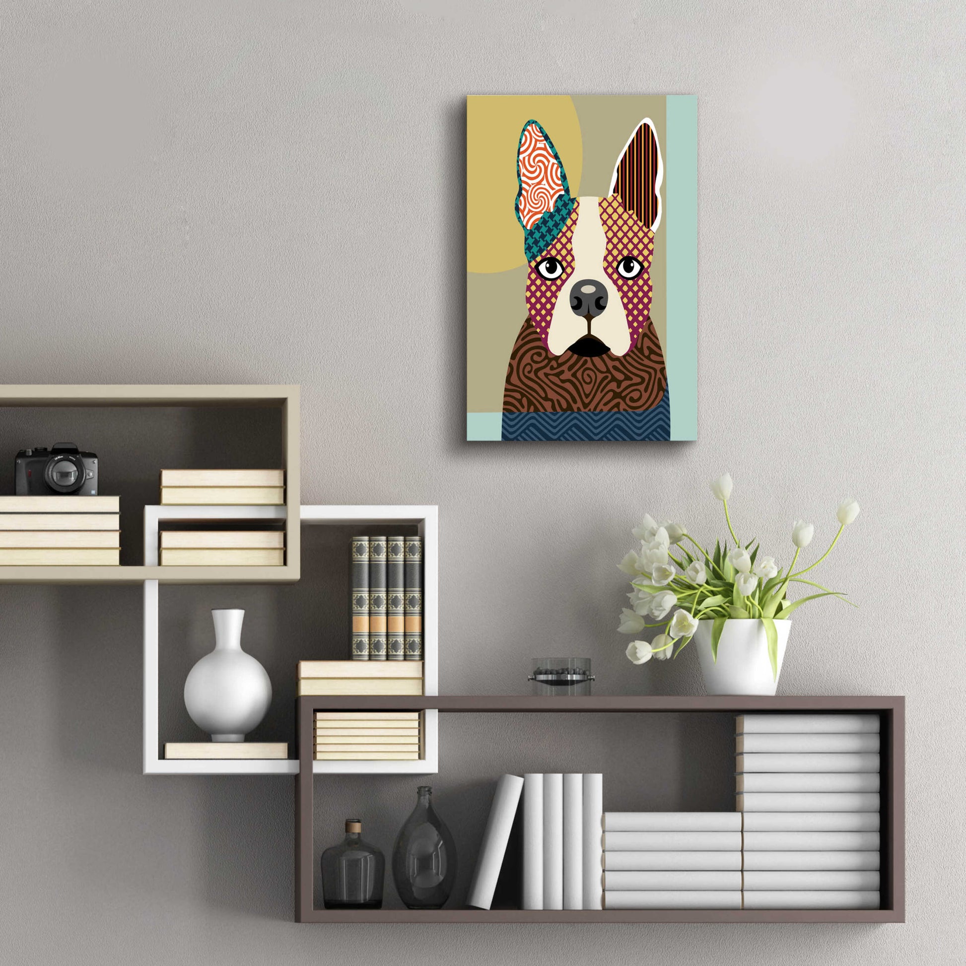 Epic Art 'Boston Terrier' by Lanre Adefioyue, Acrylic Glass Wall Art,16x24