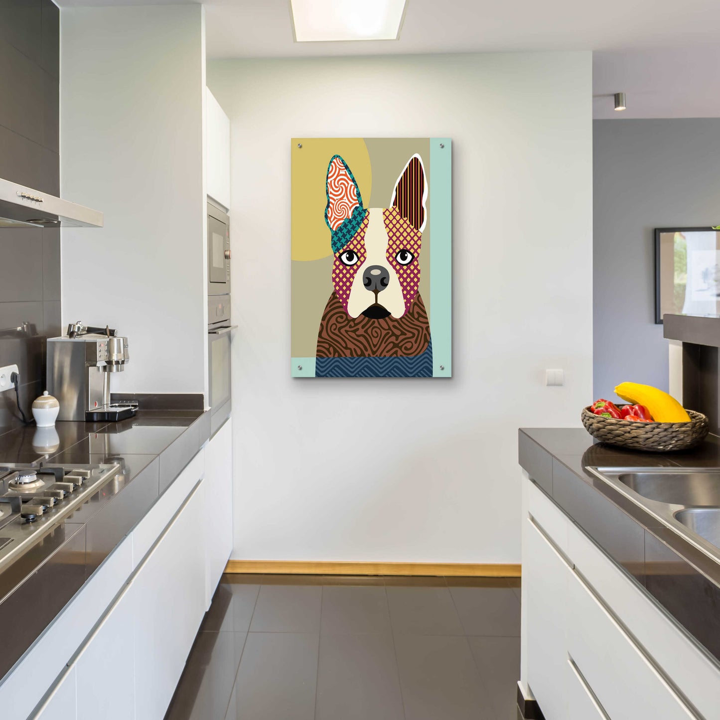 Epic Art 'Boston Terrier' by Lanre Adefioyue, Acrylic Glass Wall Art,24x36