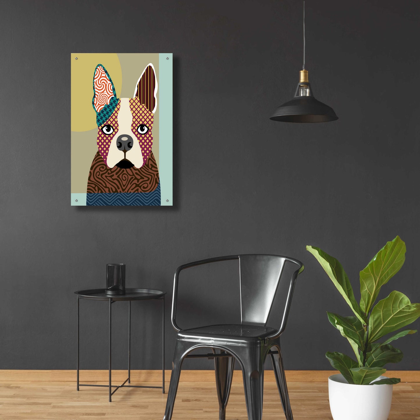 Epic Art 'Boston Terrier' by Lanre Adefioyue, Acrylic Glass Wall Art,24x36