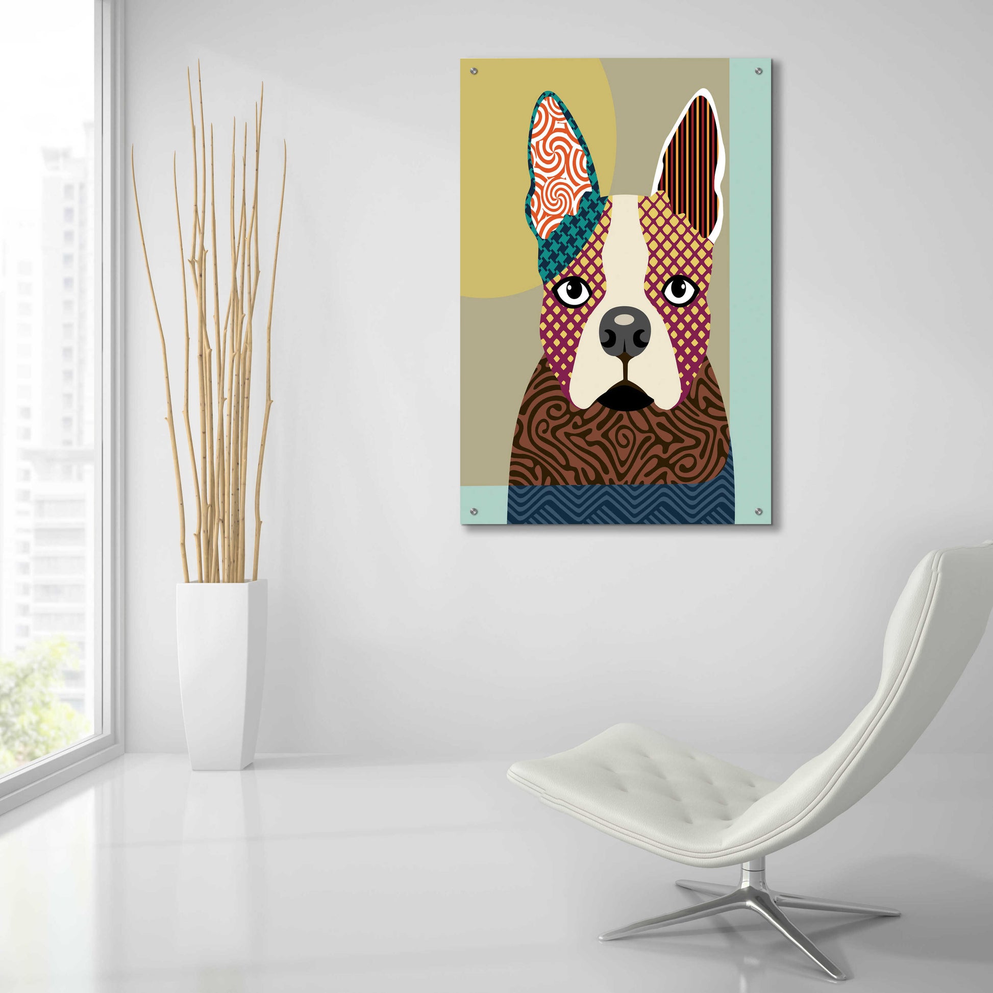 Epic Art 'Boston Terrier' by Lanre Adefioyue, Acrylic Glass Wall Art,24x36