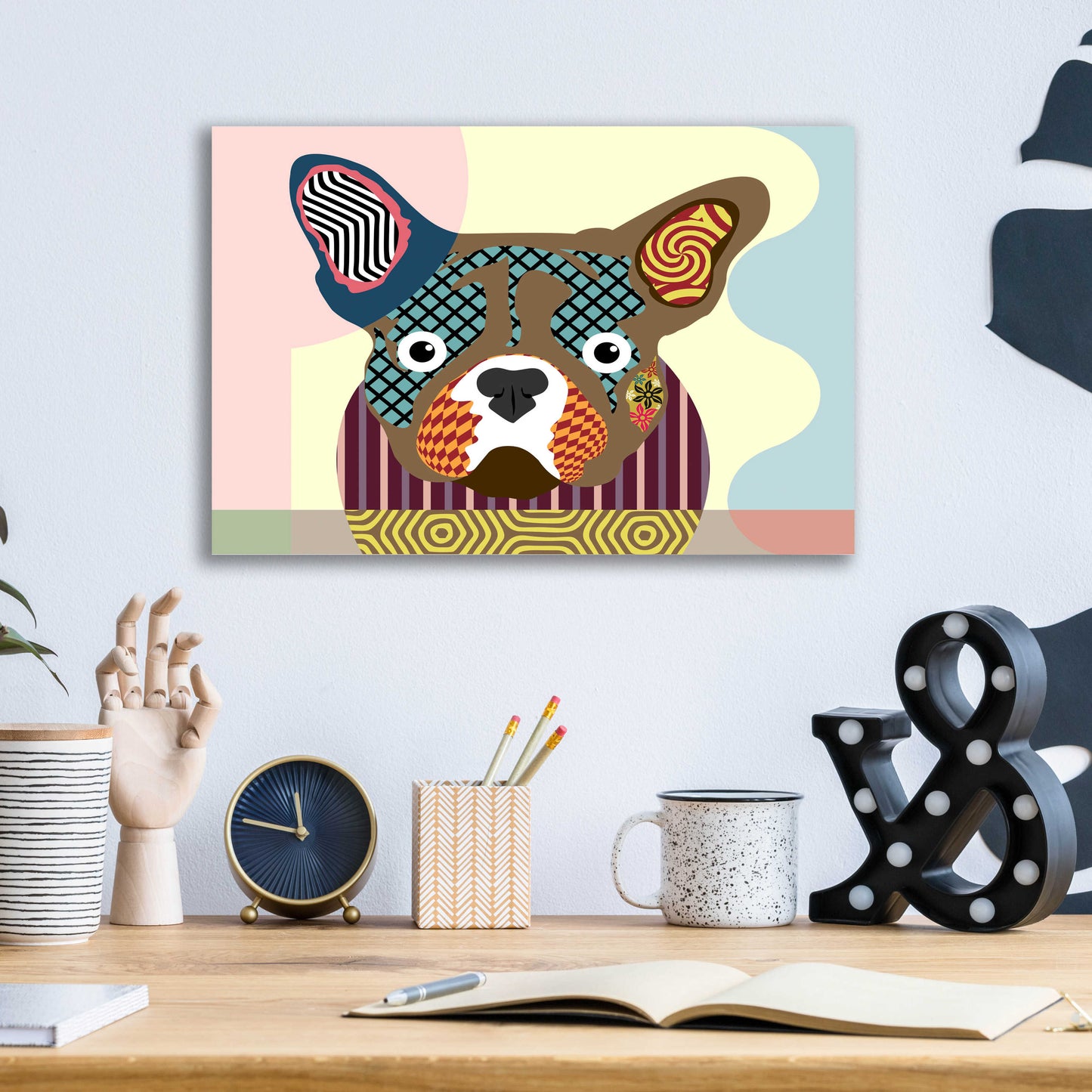 Epic Art 'French Bulldog' by Lanre Adefioyue, Acrylic Glass Wall Art,16x12