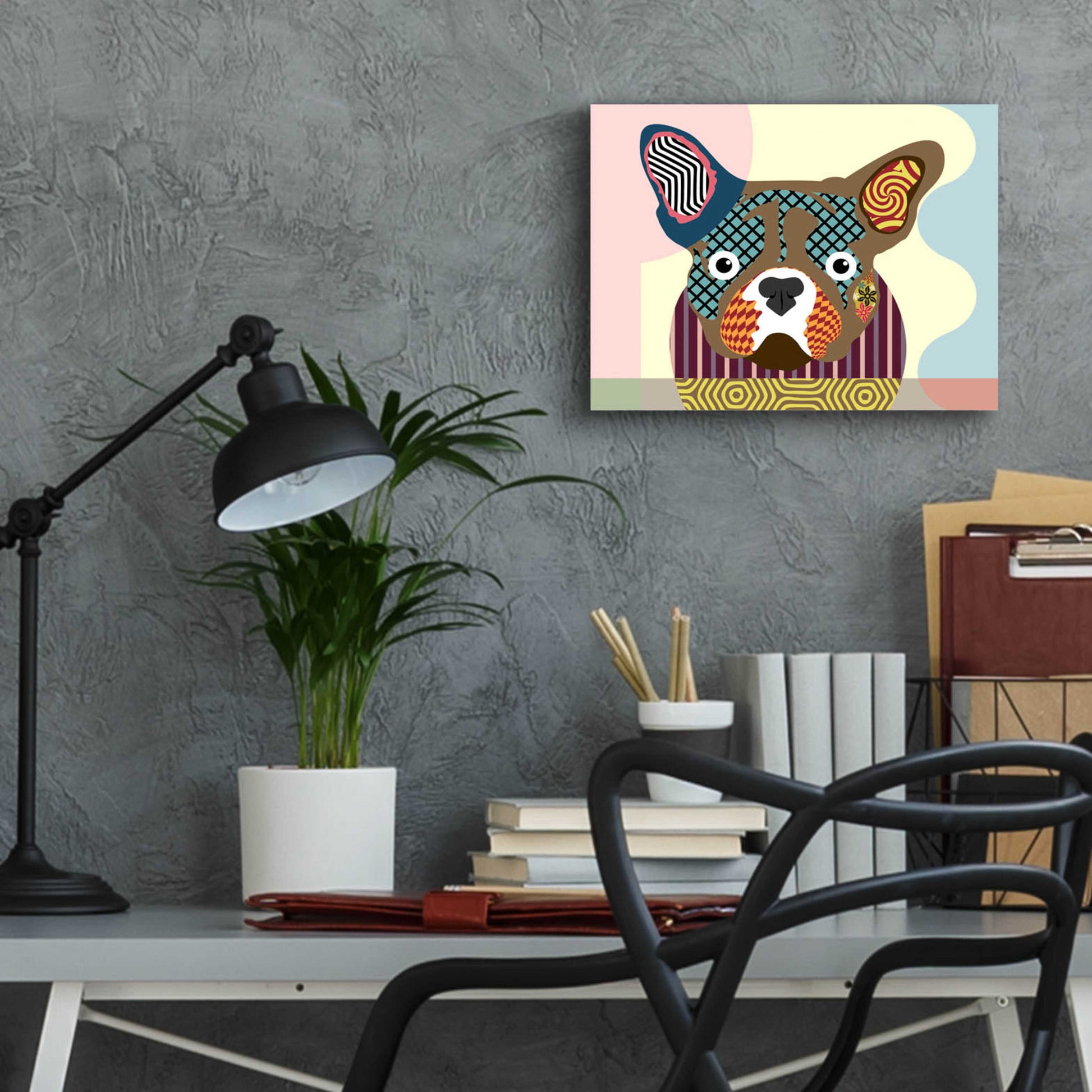 Epic Art 'French Bulldog' by Lanre Adefioyue, Acrylic Glass Wall Art,16x12