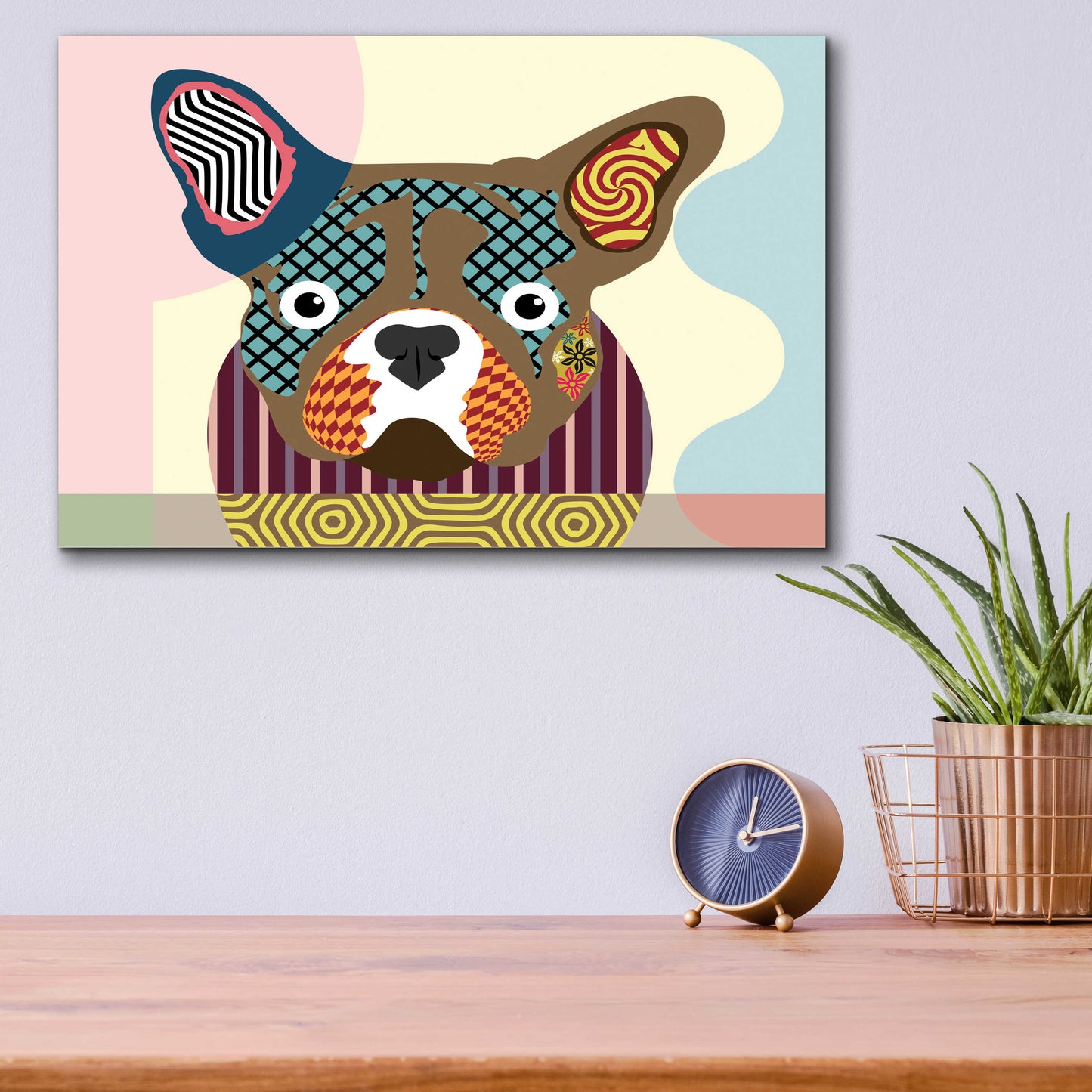 Epic Art 'French Bulldog' by Lanre Adefioyue, Acrylic Glass Wall Art,16x12