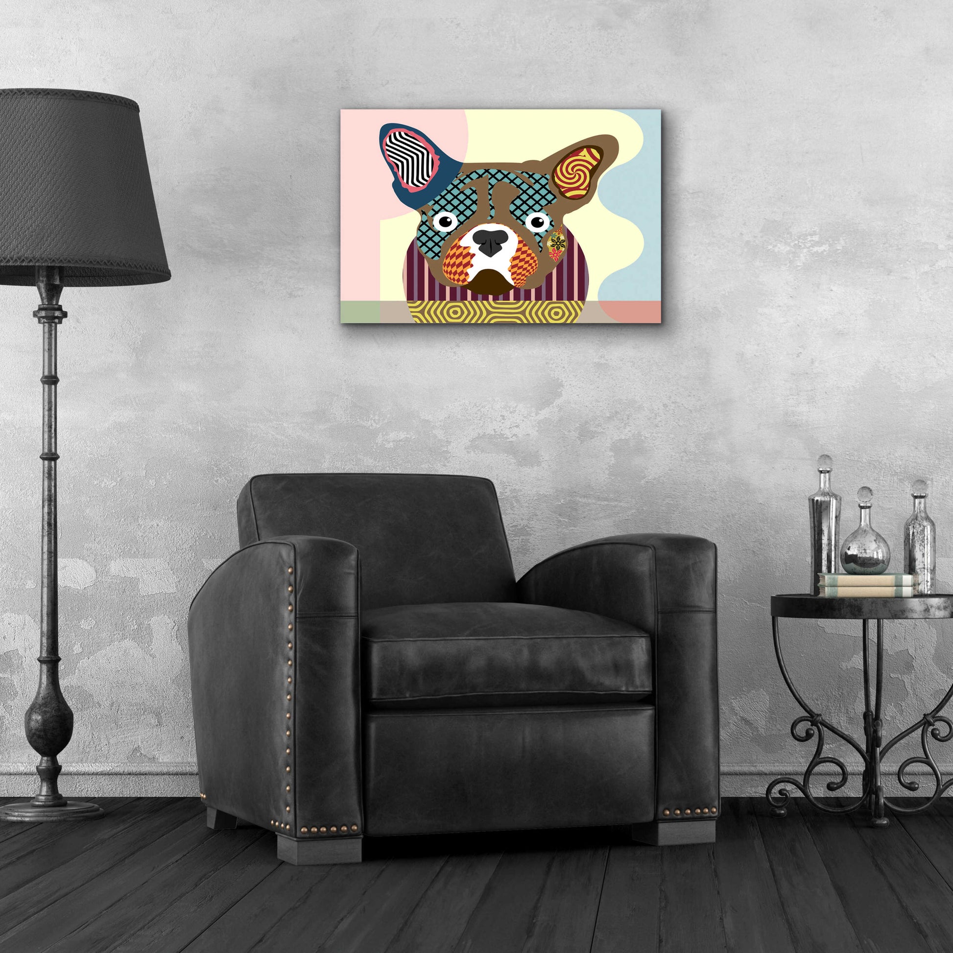 Epic Art 'French Bulldog' by Lanre Adefioyue, Acrylic Glass Wall Art,24x16