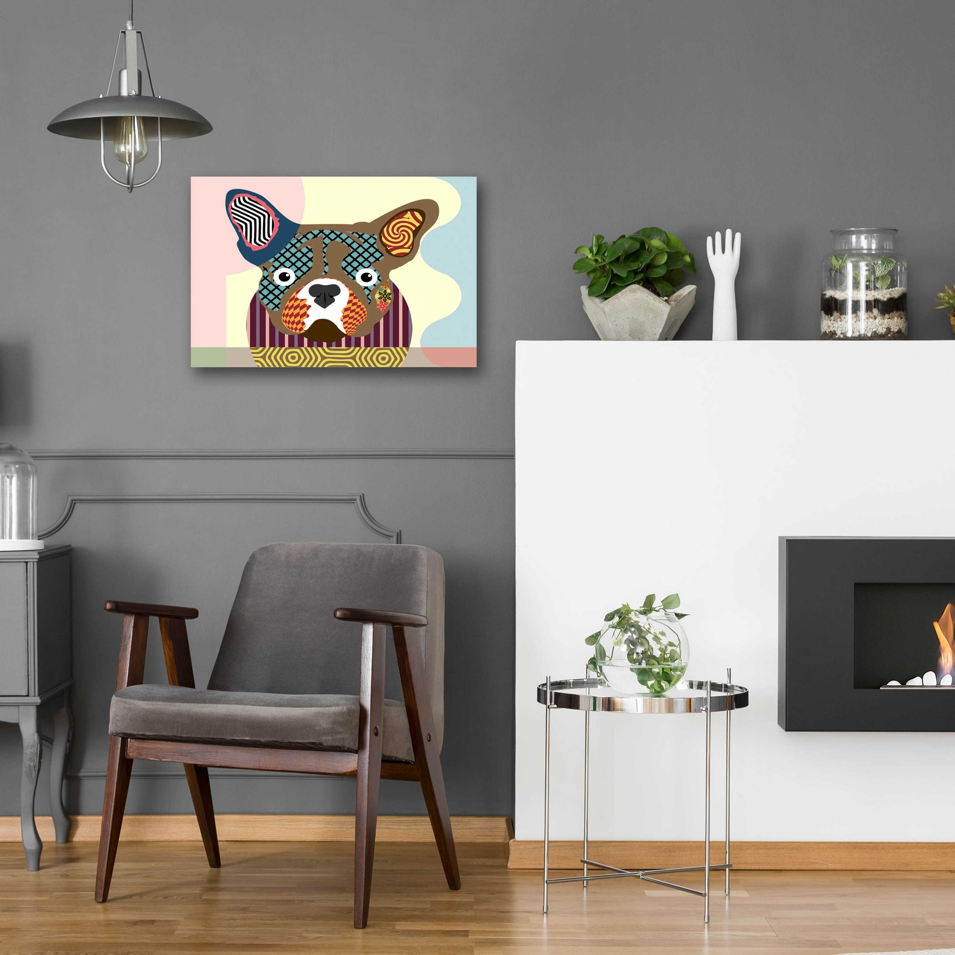 Epic Art 'French Bulldog' by Lanre Adefioyue, Acrylic Glass Wall Art,24x16