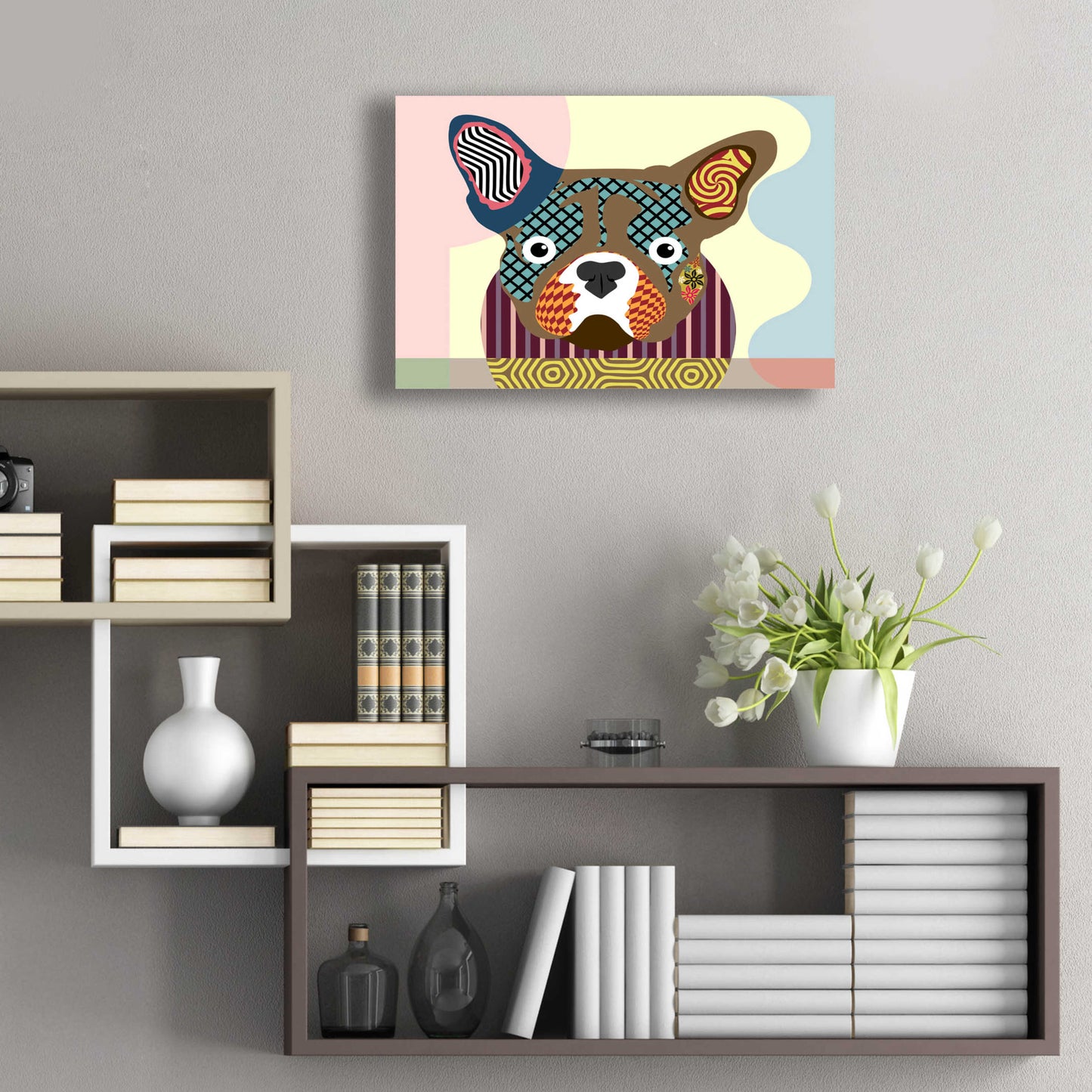 Epic Art 'French Bulldog' by Lanre Adefioyue, Acrylic Glass Wall Art,24x16