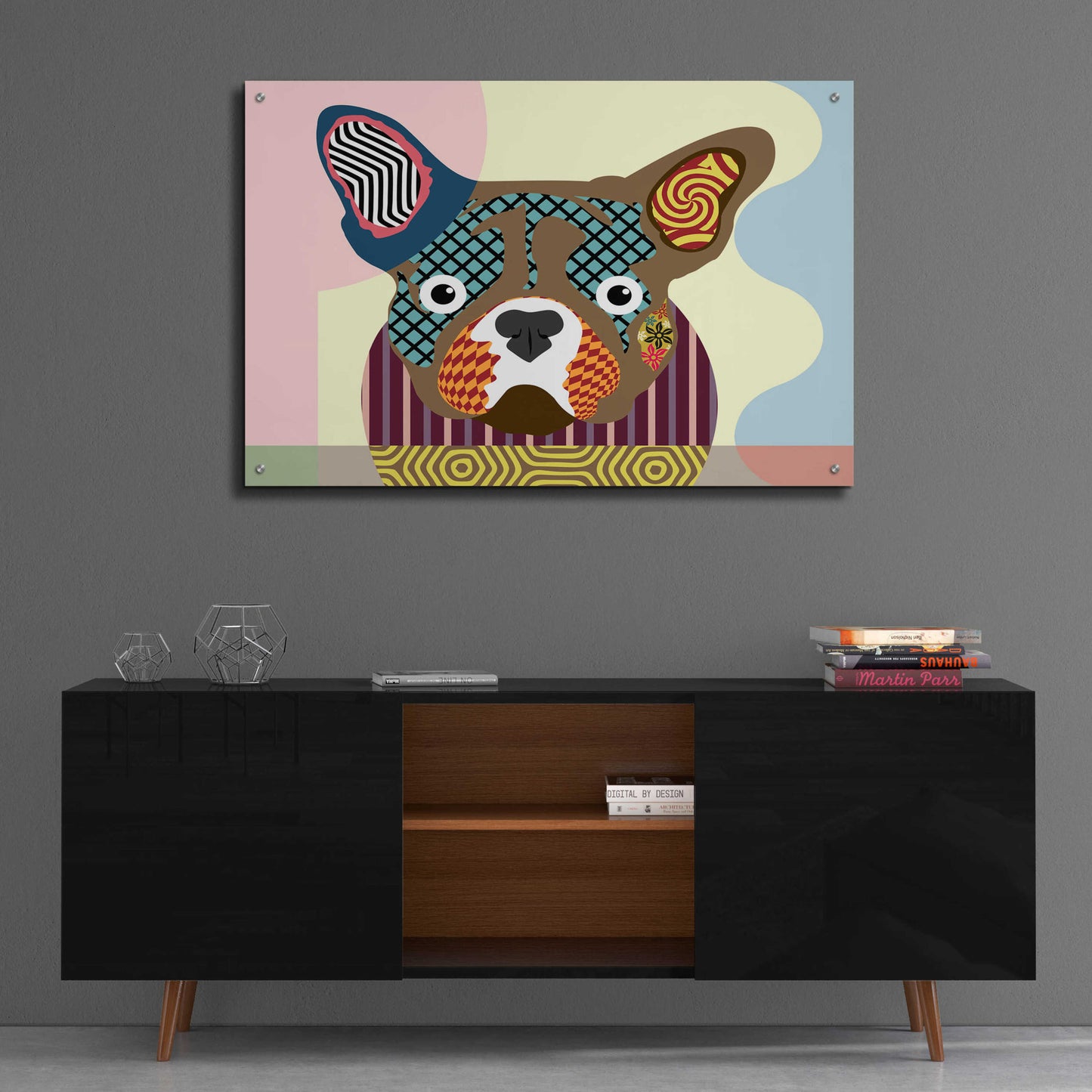 Epic Art 'French Bulldog' by Lanre Adefioyue, Acrylic Glass Wall Art,36x24