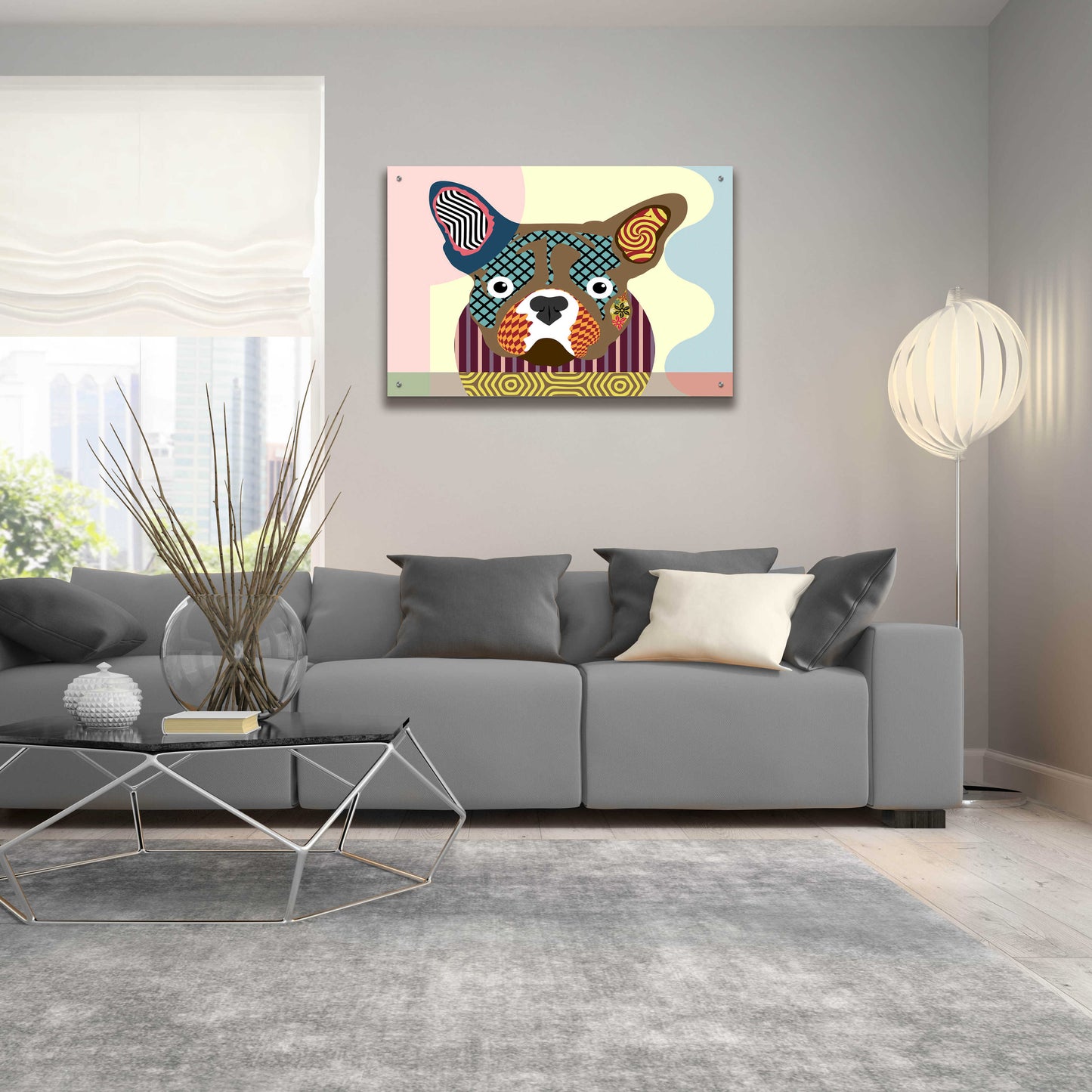 Epic Art 'French Bulldog' by Lanre Adefioyue, Acrylic Glass Wall Art,36x24