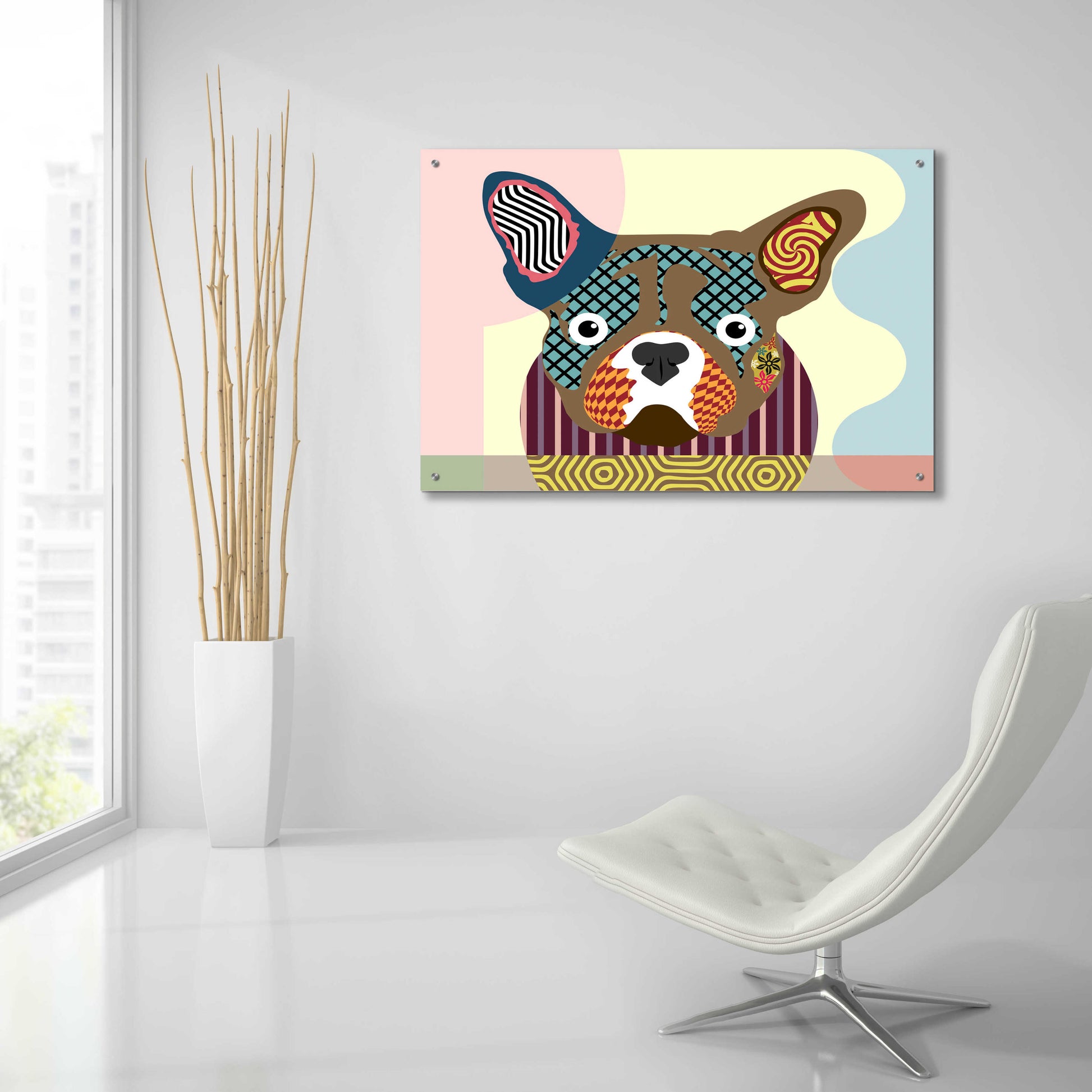 Epic Art 'French Bulldog' by Lanre Adefioyue, Acrylic Glass Wall Art,36x24