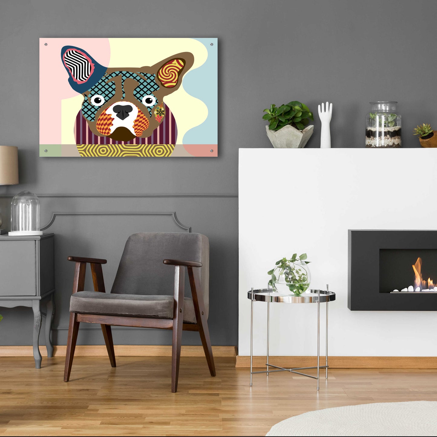 Epic Art 'French Bulldog' by Lanre Adefioyue, Acrylic Glass Wall Art,36x24