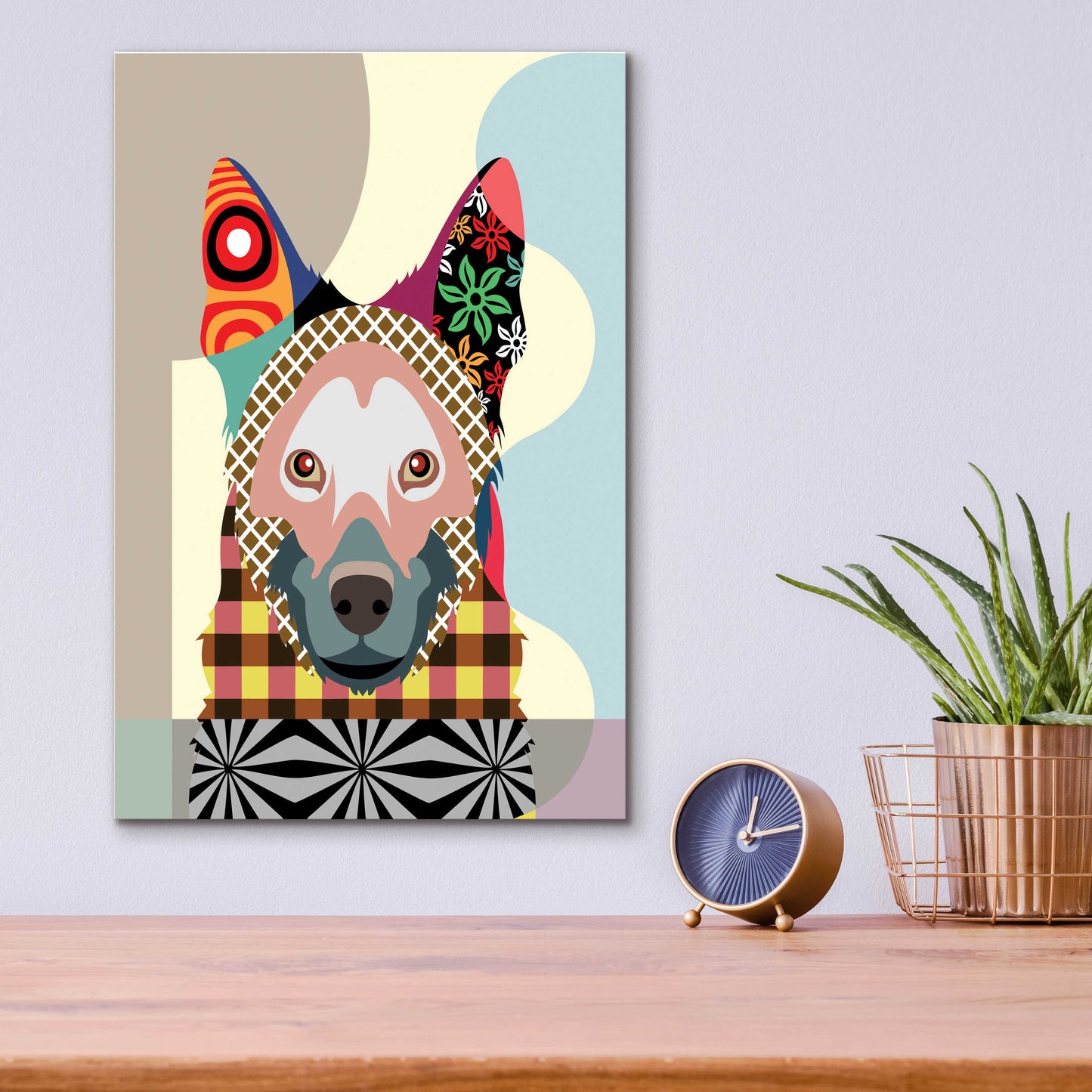 Epic Art 'German Shepherd' by Lanre Adefioyue, Acrylic Glass Wall Art,12x16