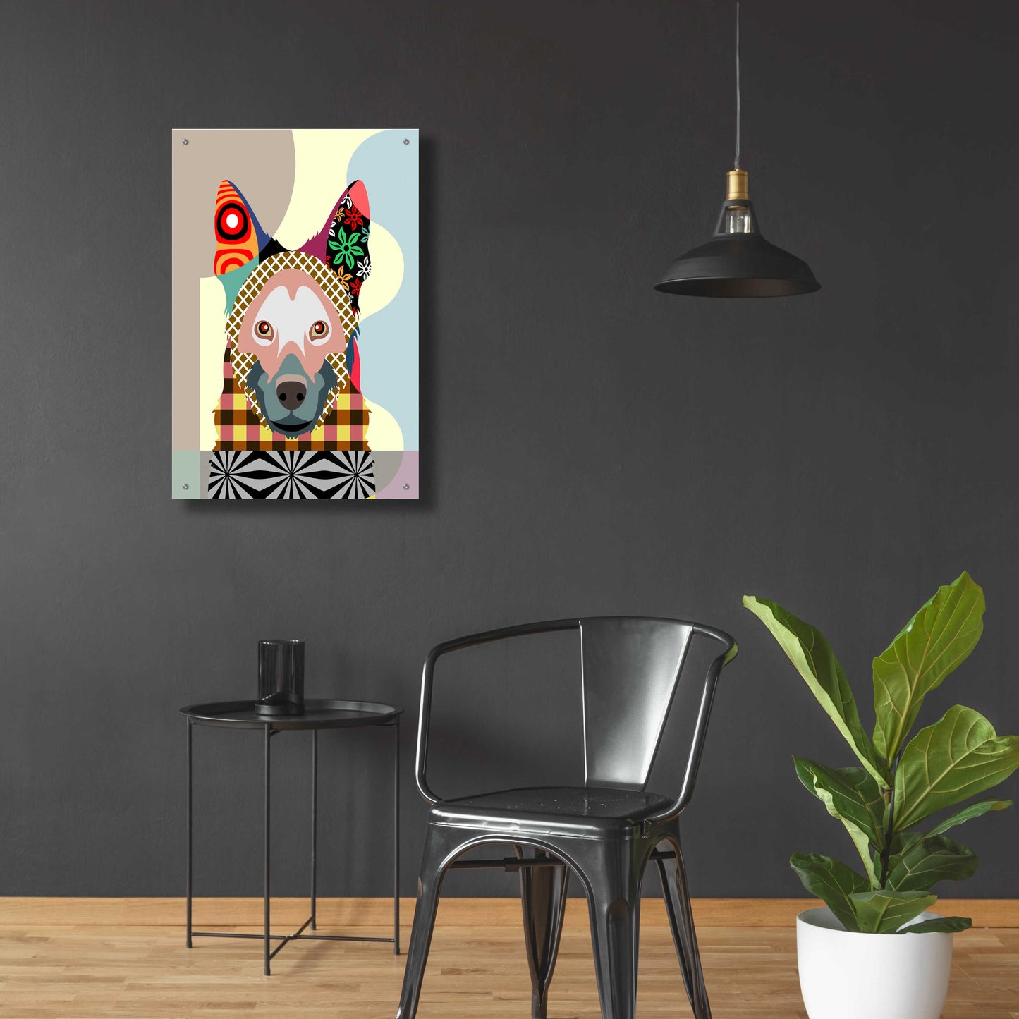 Epic Art 'German Shepherd' by Lanre Adefioyue, Acrylic Glass Wall Art,24x36