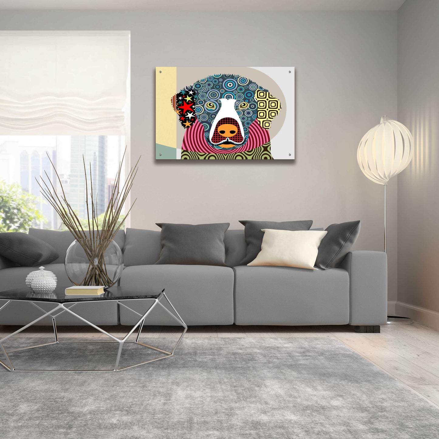 Epic Art 'Golden Retriever' by Lanre Adefioyue, Acrylic Glass Wall Art,36x24