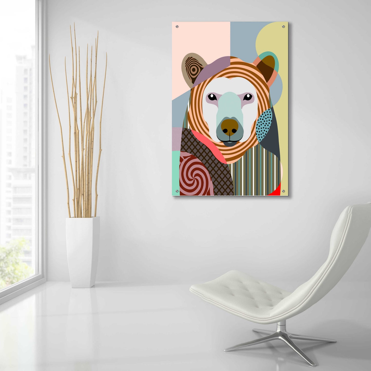 Epic Art 'Hunting Polar Bear' by Lanre Adefioyue, Acrylic Glass Wall Art,24x36